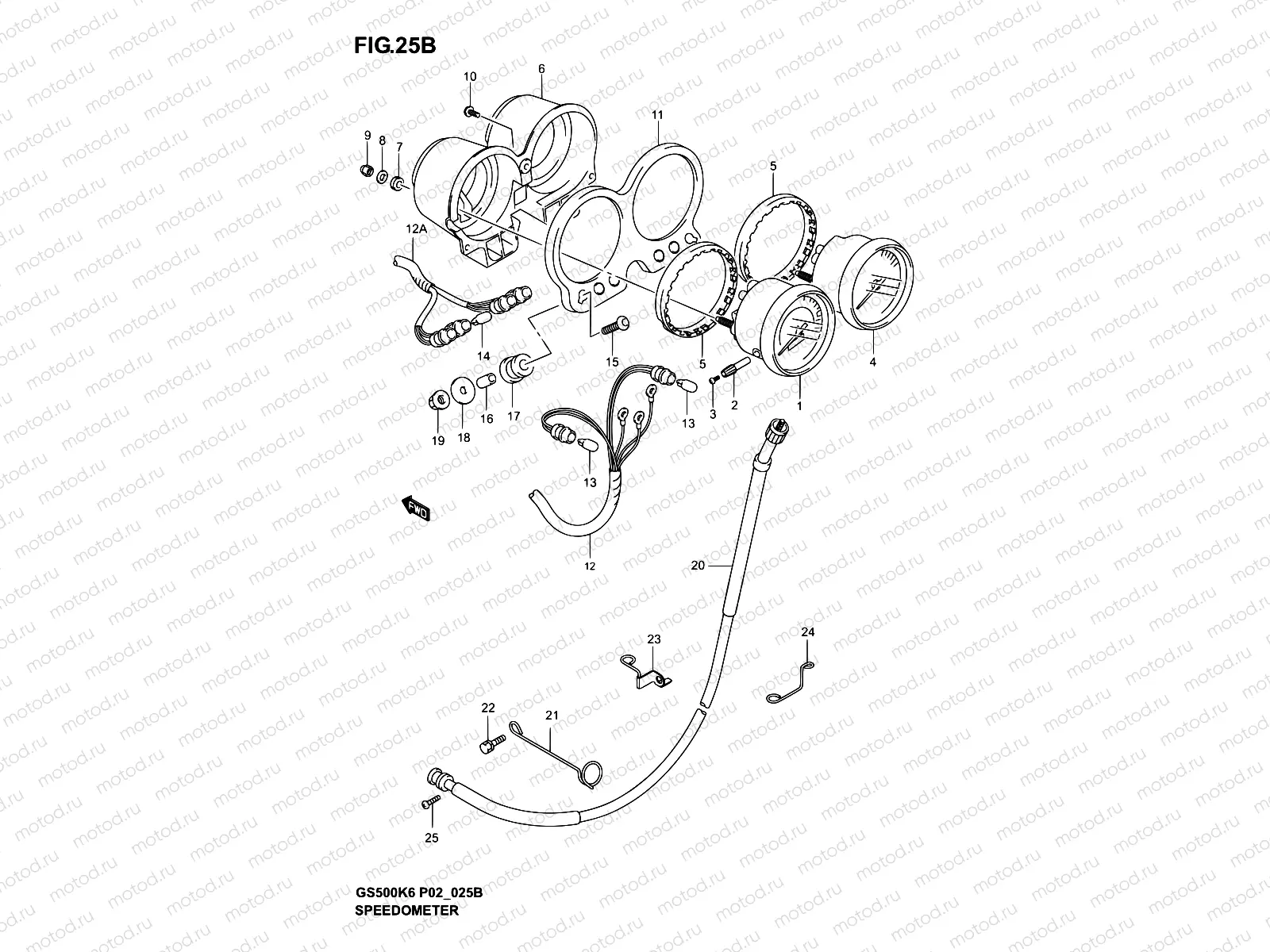 25B - SPEEDOMETER - TACHOMETER (GS500FK4/K5/K6/FUK4/K5/K6)