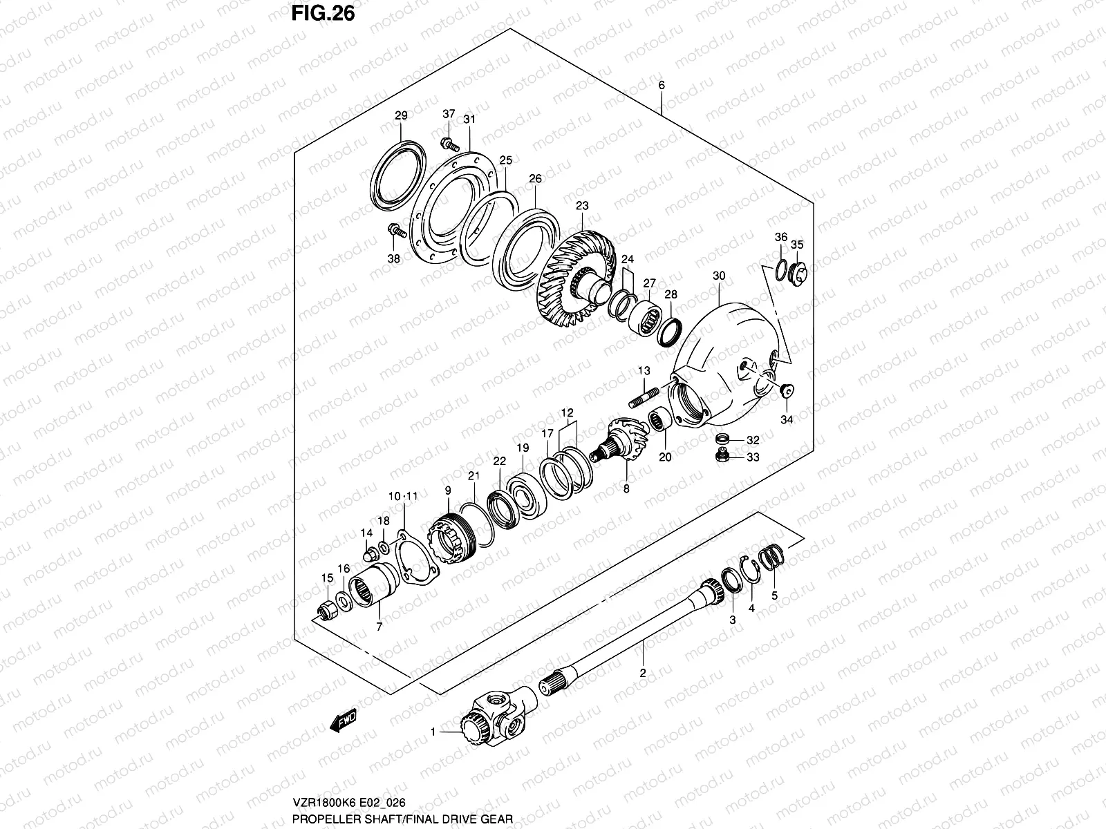 26 - PROPELLER SHAFT/FINAL DRIVE GEAR (MODEL K6/K7)