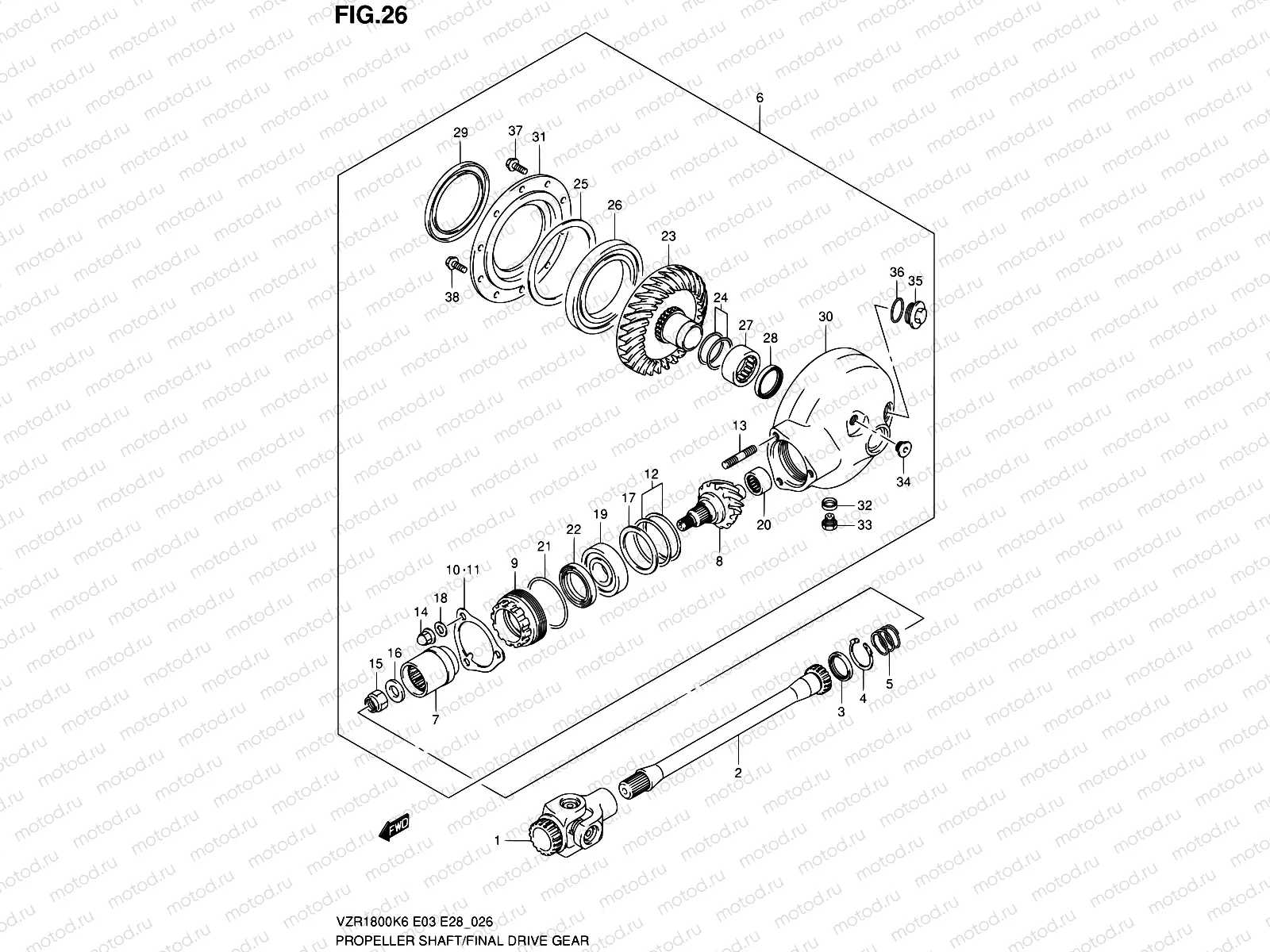26 - PROPELLER SHAFT/FINAL DRIVE GEAR (MODEL K6/K7)