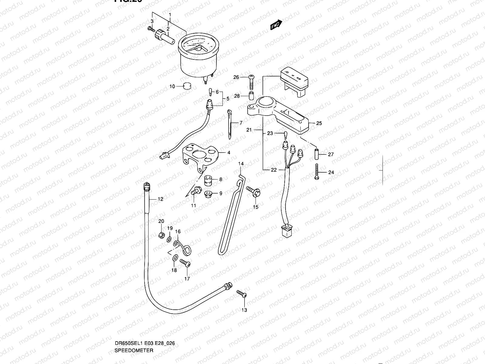 26 - SPEEDOMETER (DR650SEL1 E03)