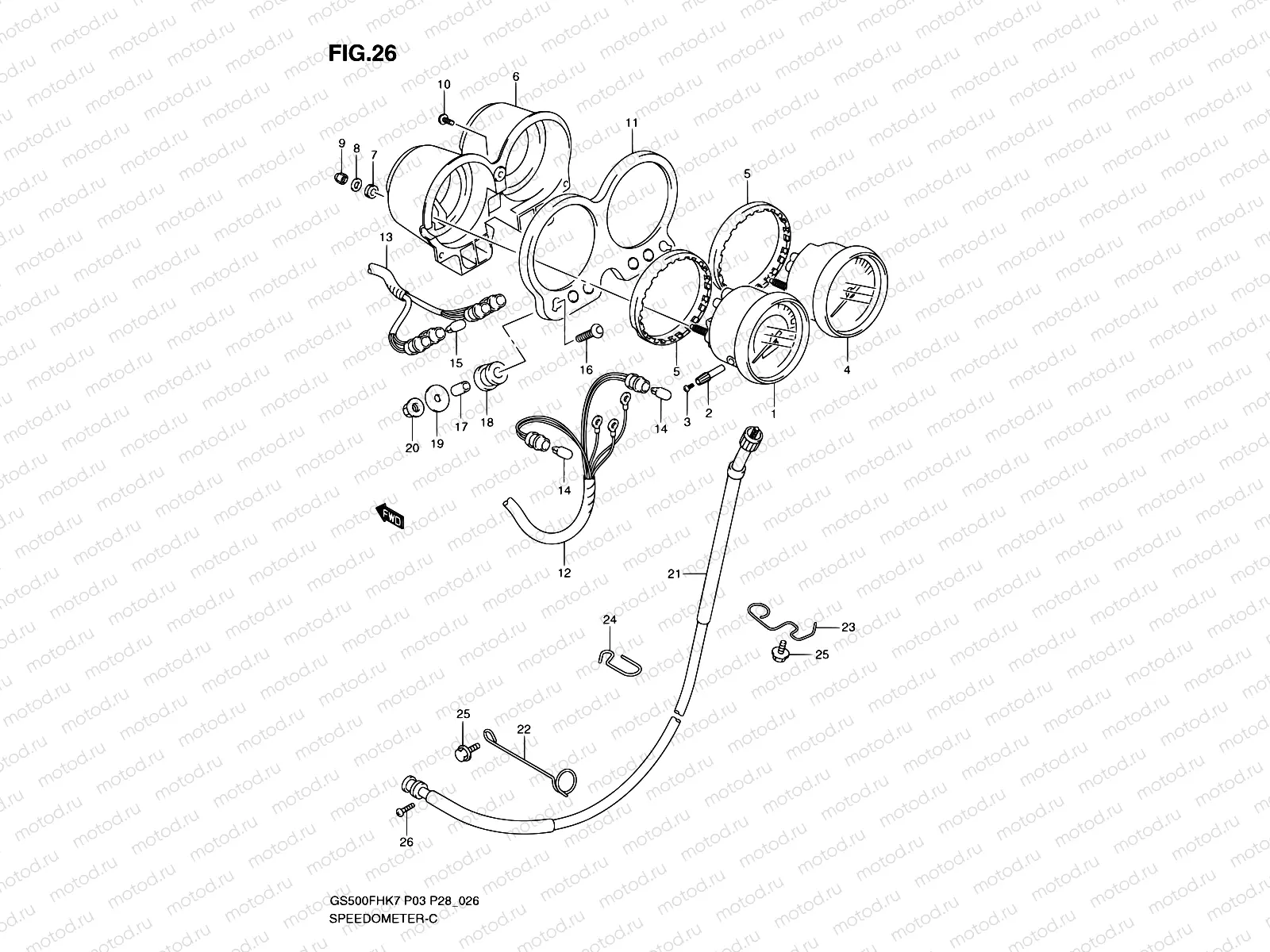26 - SPEEDOMETER - TACHOMETER (GS500H P28, P95)