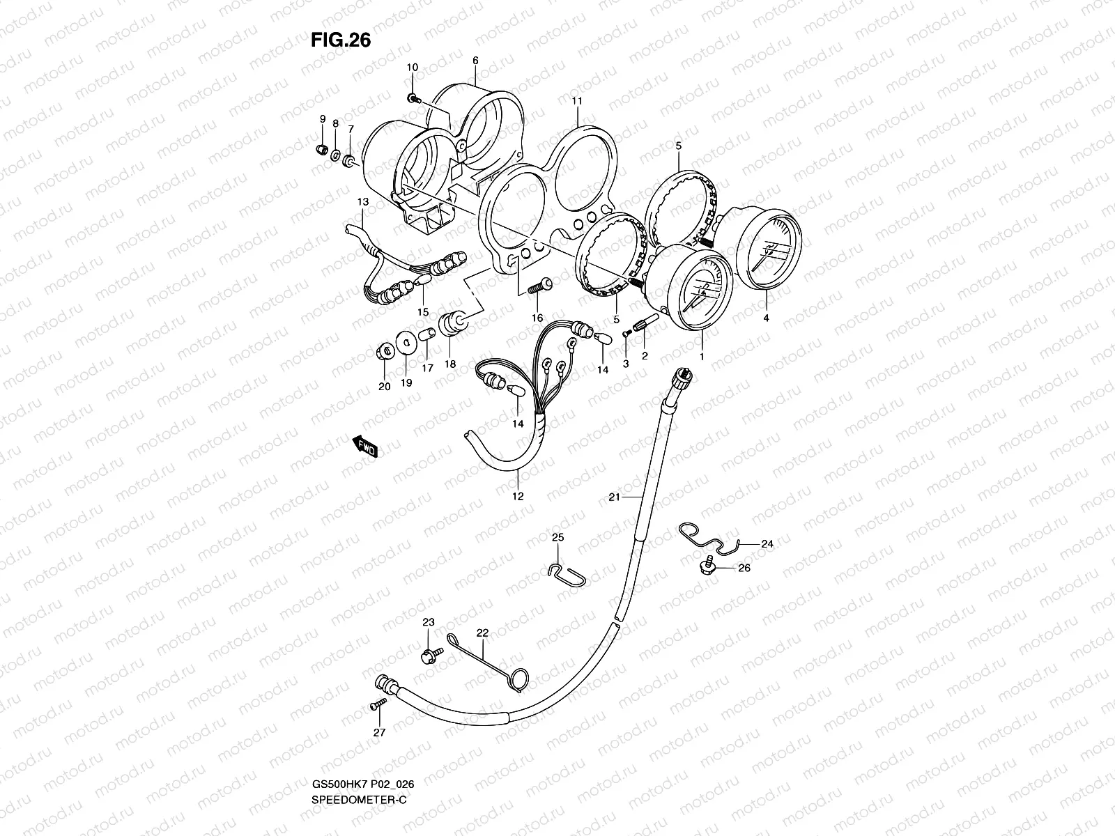 26 - SPEEDOMETER - TACHOMETER (GS500H/HU)