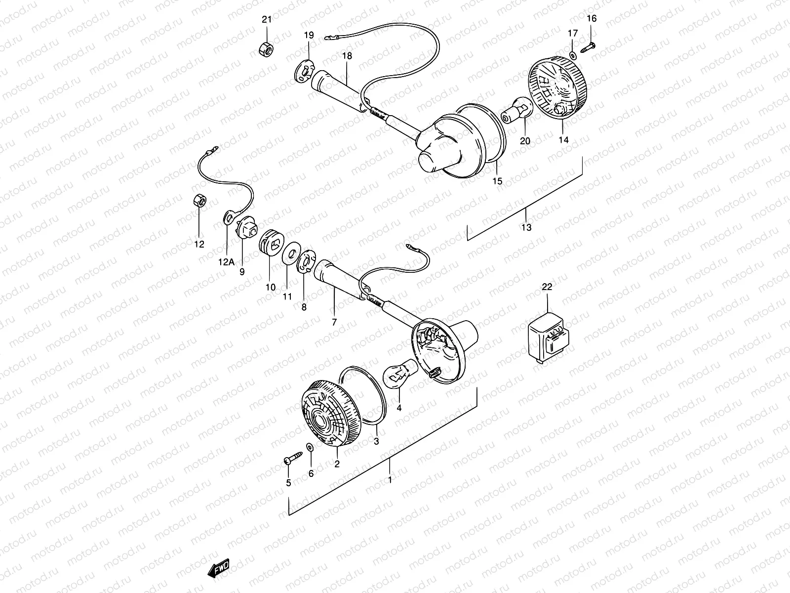 26 - TURN SIGNAL LAMP (MODEL T/W/X E25,E39,E54)