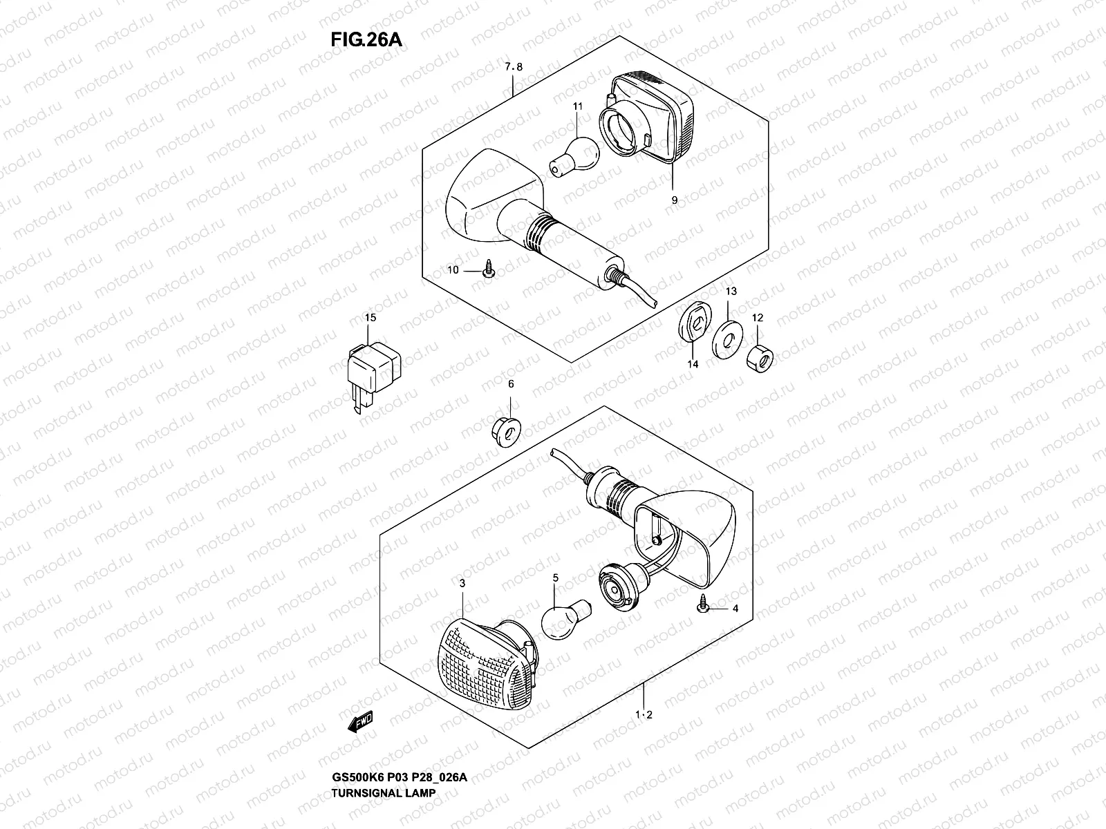 26A - TURNSIGNAL LAMP (GS500K4/K5/K6 P28)