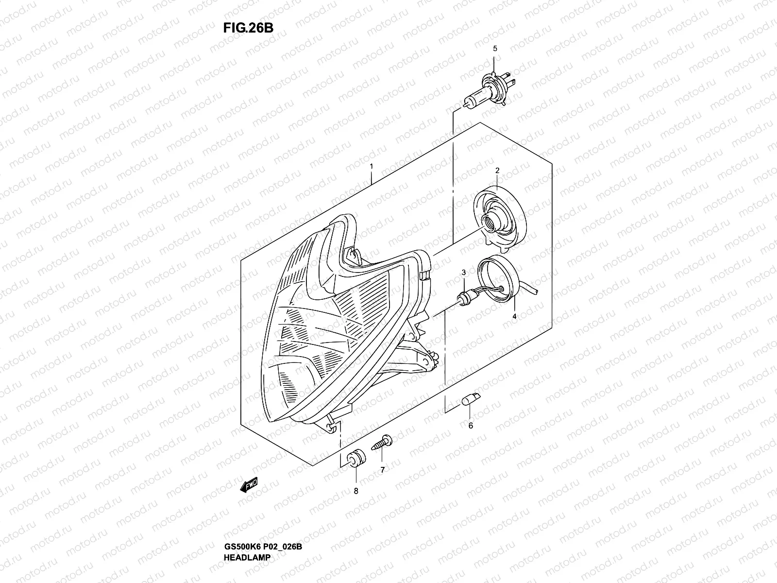 26B - HEADLAMP (GS500FK4/K5/K6/FUK4/K5/K6 P02, P19, P54)