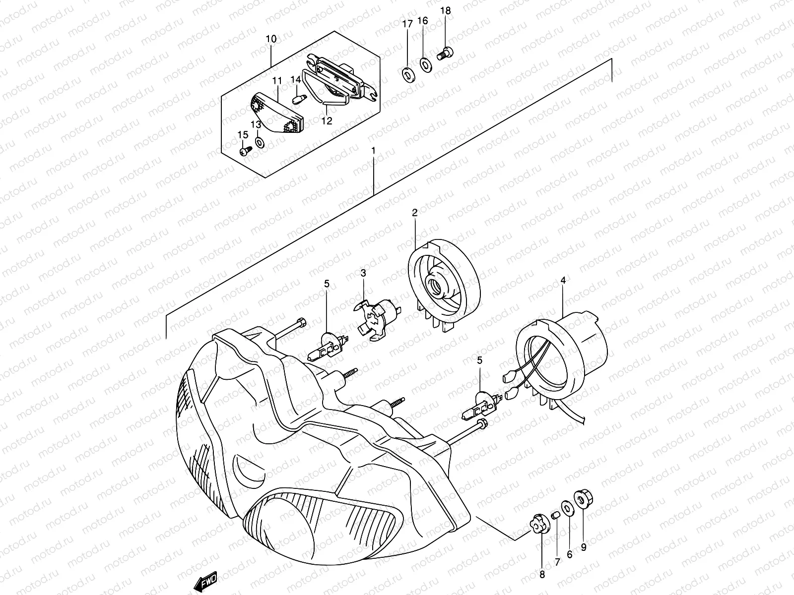 26B - HEADLAMP (SV650SX/SUX/SY/SUY/SK1/SUK1/SK2/SUK2,SEE NOTE)