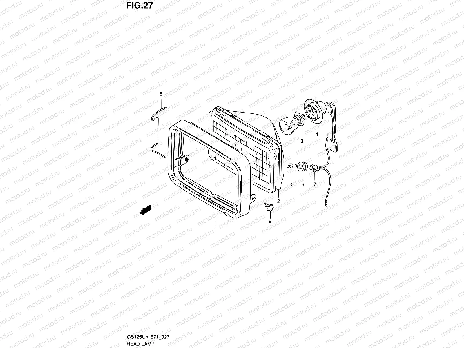 27 - HEADLAMP (GS125ESX/UX/ESY/UY/SUY,GS125SUK1 P91)