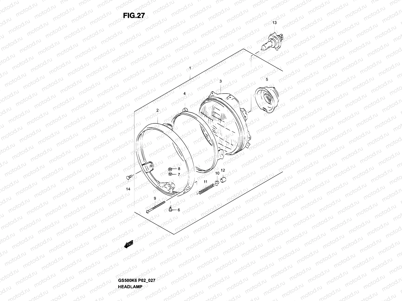 27 - HEADLAMP (GS500K3 P24)