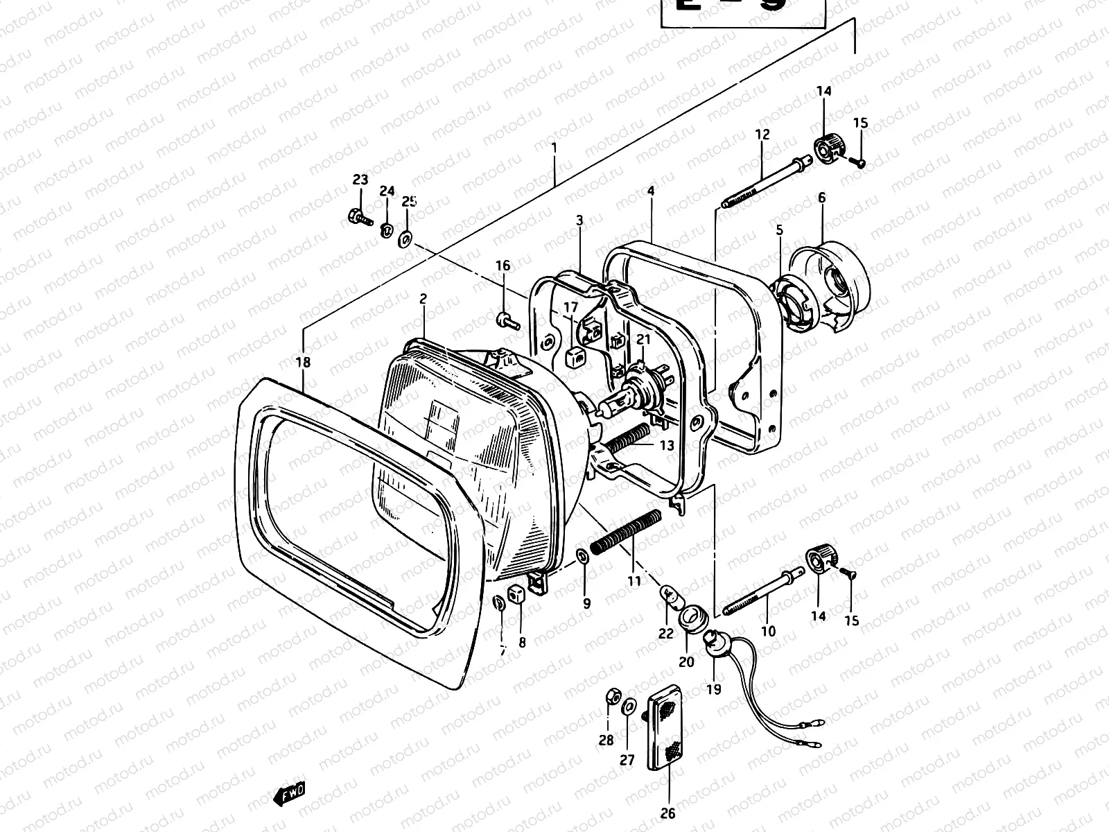 27 - HEADLAMP (GSX750ESD/ESE/EFE)