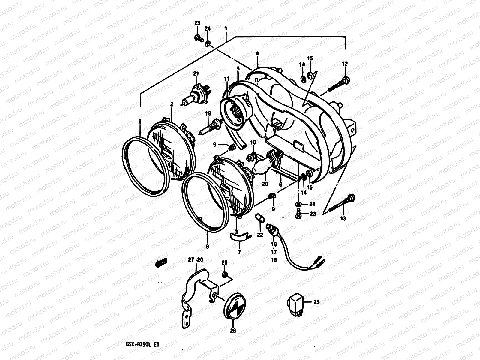 27 - HEADLAMP (MODEL J/K)