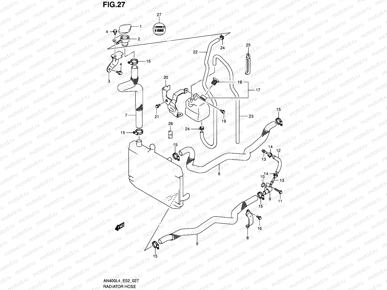 27 - RADIATOR HOSE (AN400ZAL4 E19)