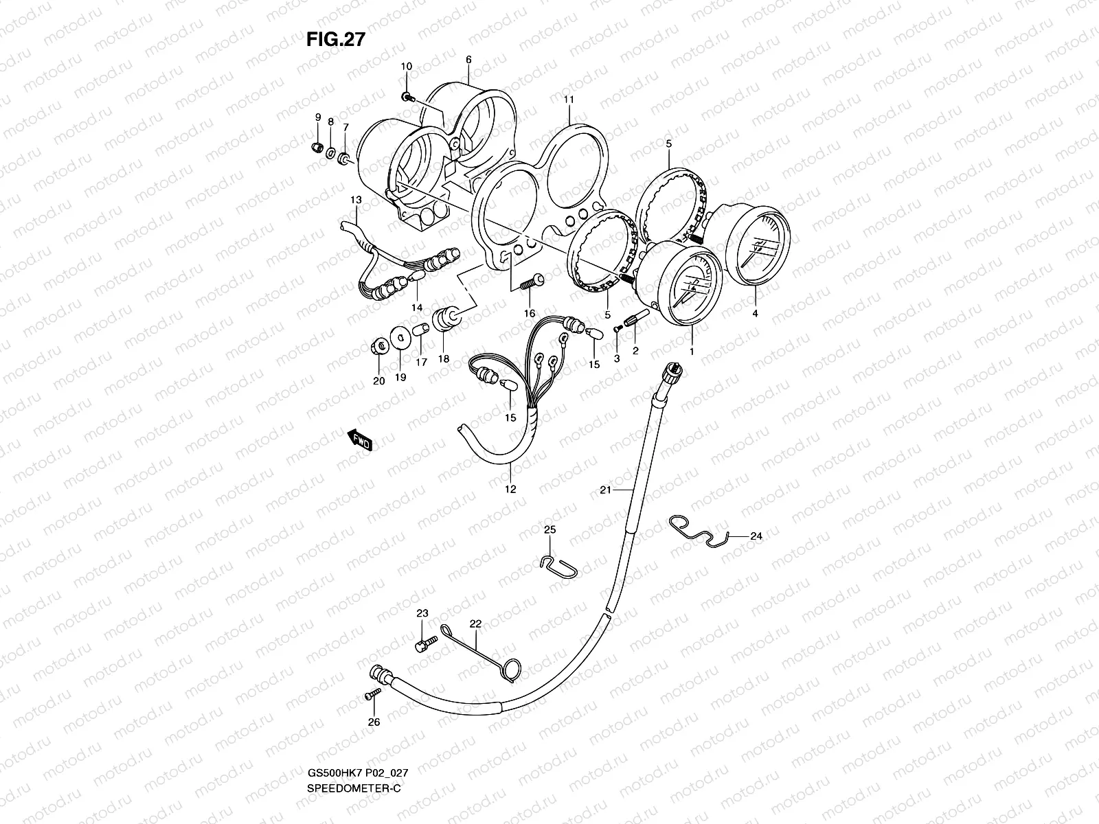 27 - SPEEDOMETER - TACHOMETER (GS500FH/FM)