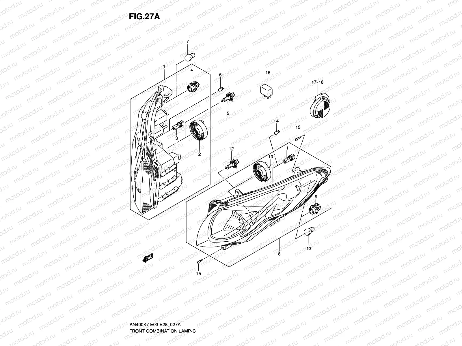 27A - FRONT COMBINATION LAMP (MODEL K8/K9/L0)