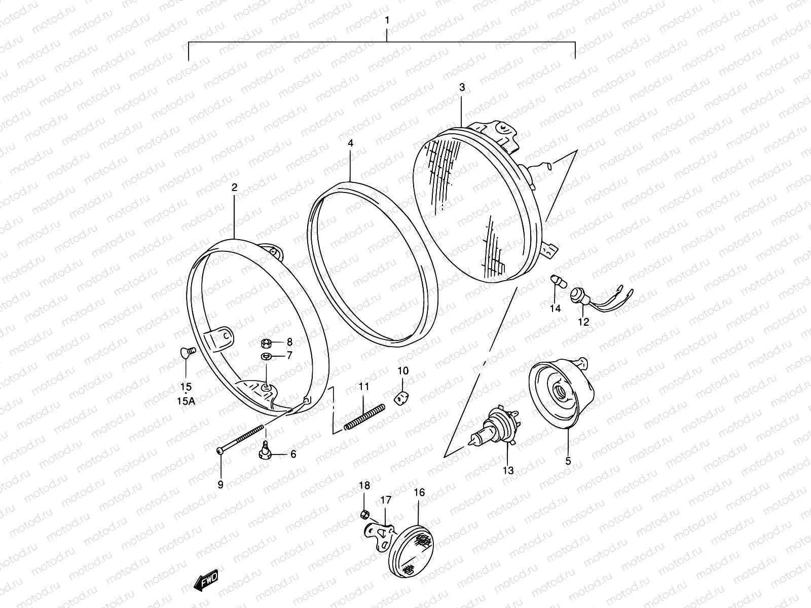 27A - HEADLAMP (GSF600T/V/W/X/UT/UV/UW/UX)