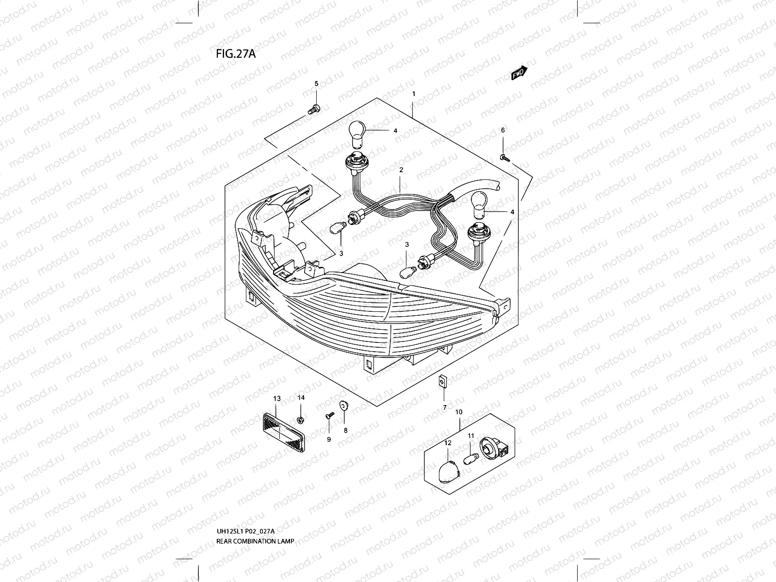 27A - REAR COMBINATION LAMP (MODEL EXECUTIVE P19 AND RACING P19)