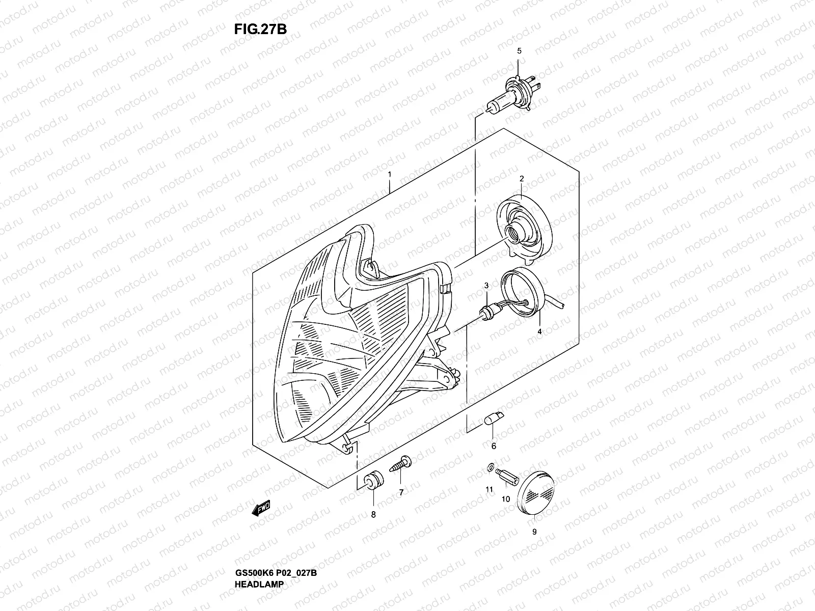 27B - HEADLAMP (GS500FK4/K5/K6 P24)