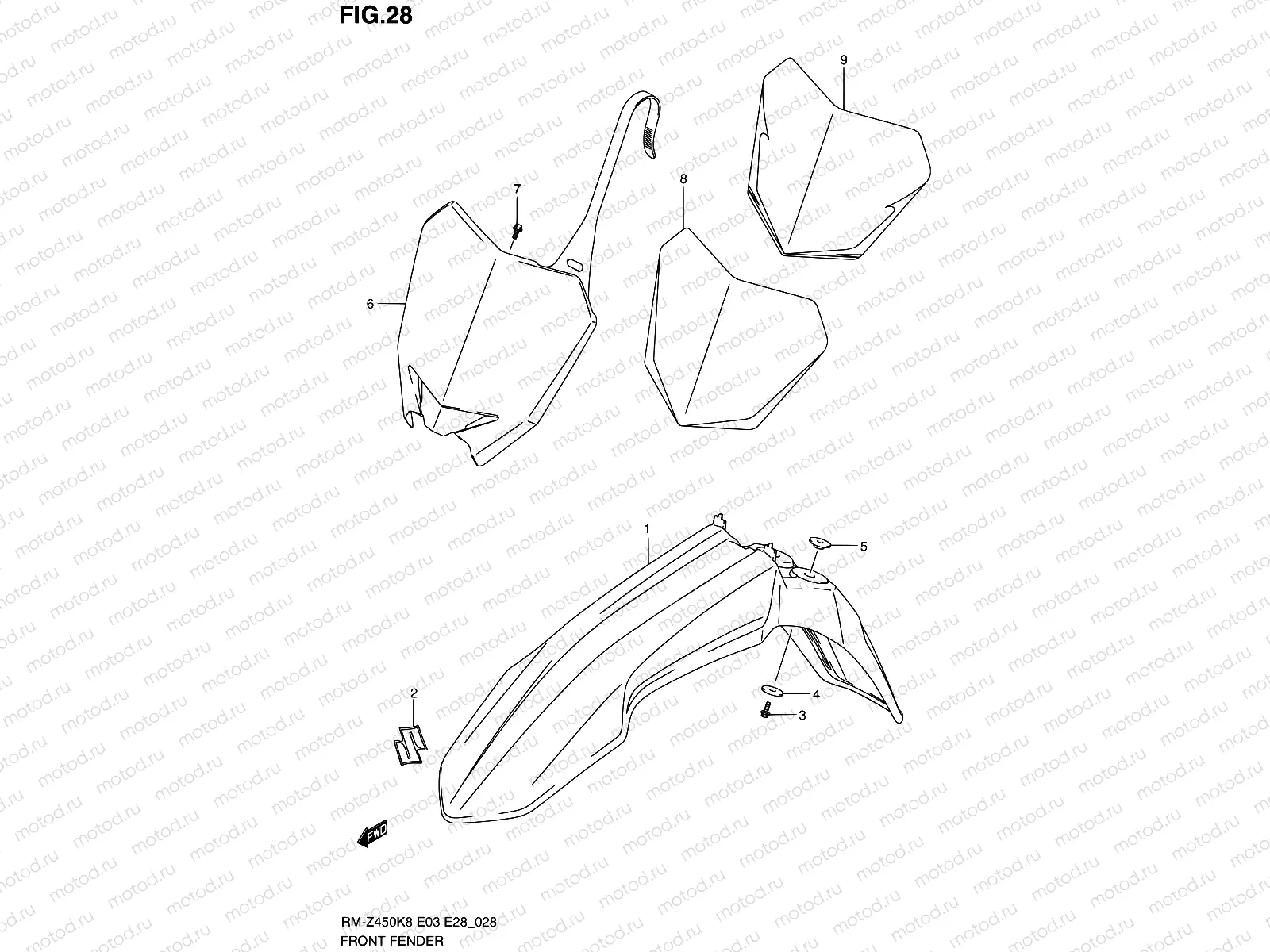 28 - FRONT FENDER (RM-Z450K8/K9/L0)