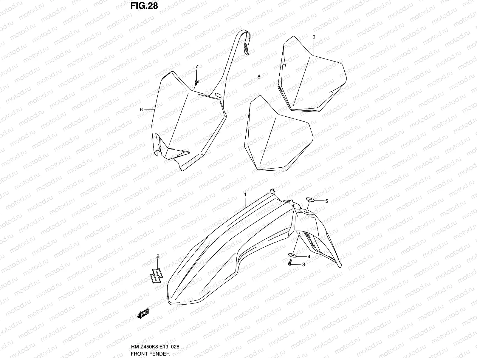 28 - FRONT FENDER (RM-Z450K8/K9/L0)