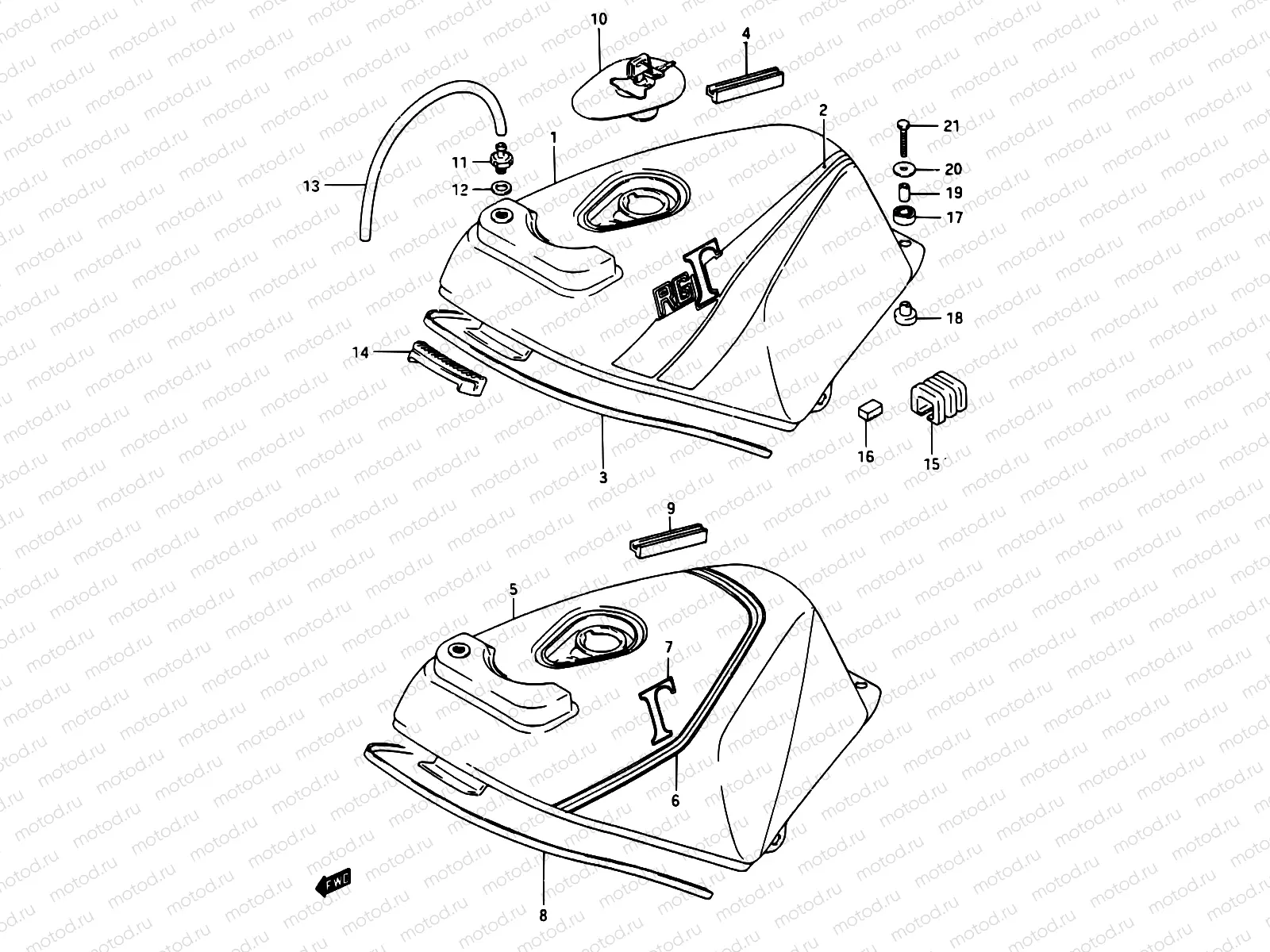 28 - FUEL TANK (MODEL G, RG250H/FH)