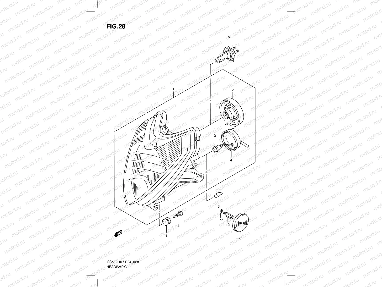 28 - HEADLAMP (GS500FH)