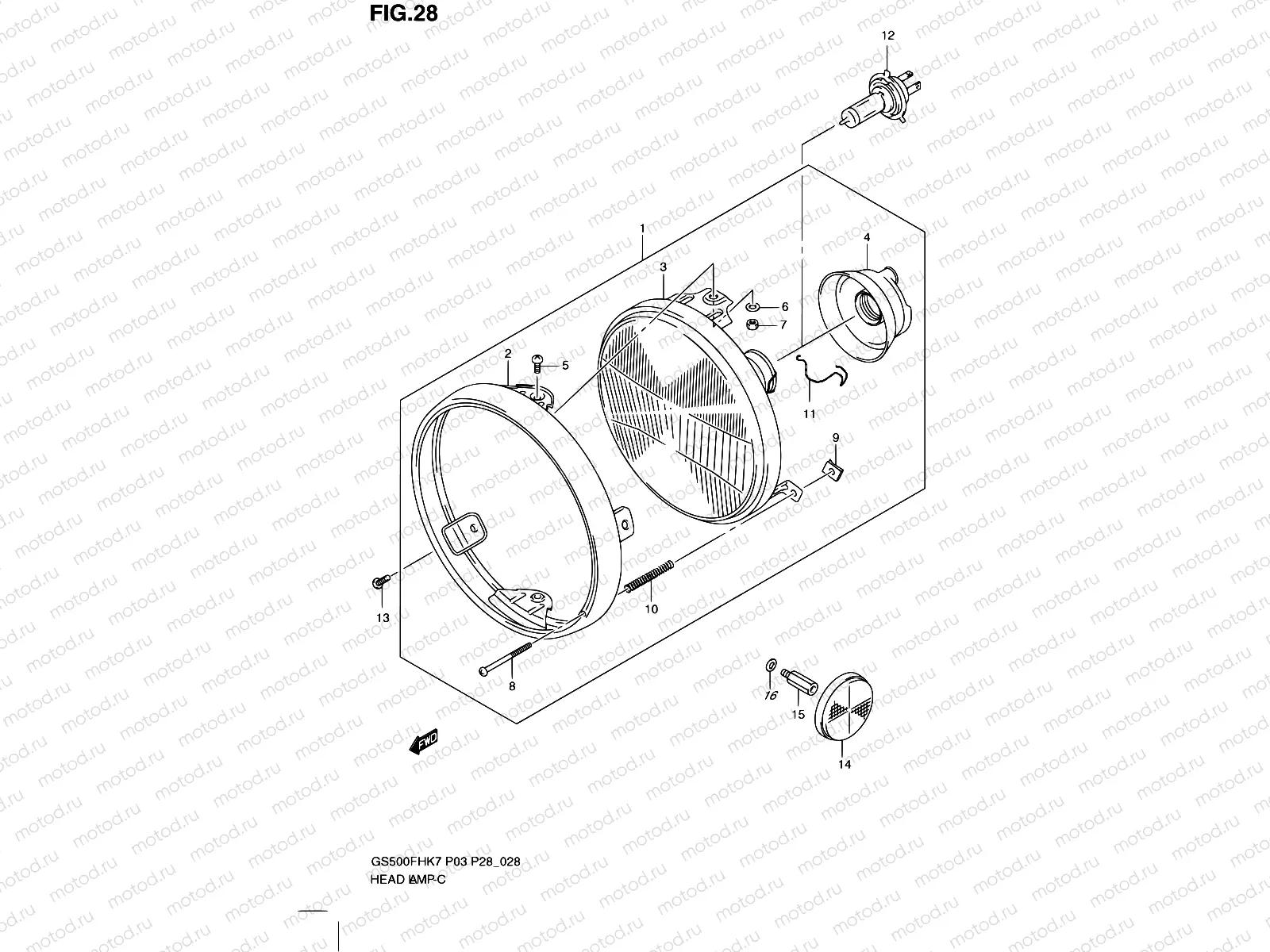 28 - HEADLAMP (GS500H P28, P95)