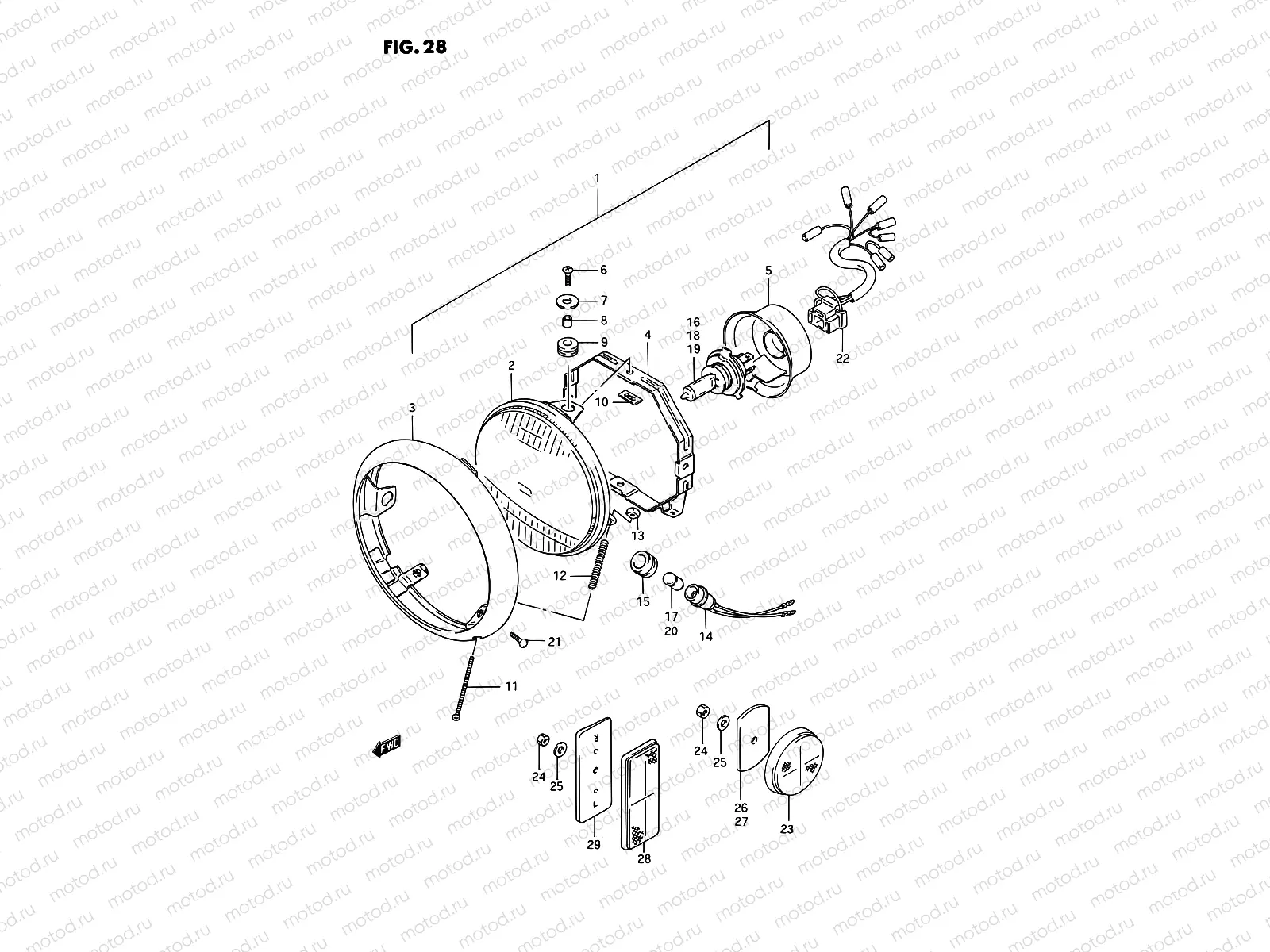 28 - HEADLAMP (MODEL H/J/K/L/M/N/P/R)