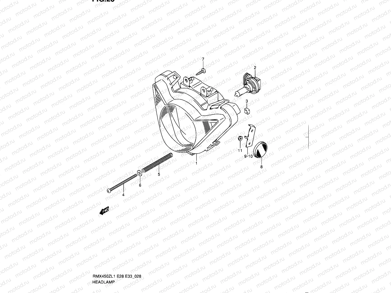 28 - HEADLAMP (RMX450ZL1 E28)