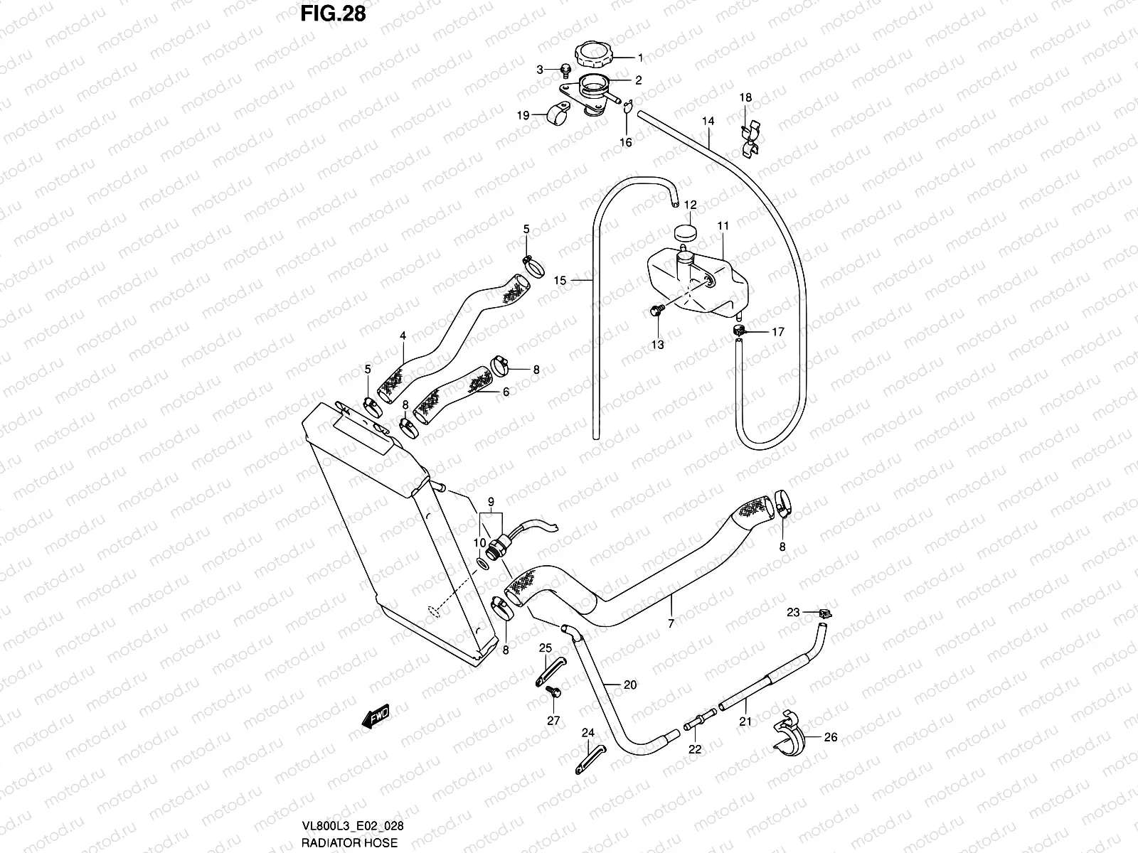 28 - RADIATOR HOSE (VL800L3 E24)