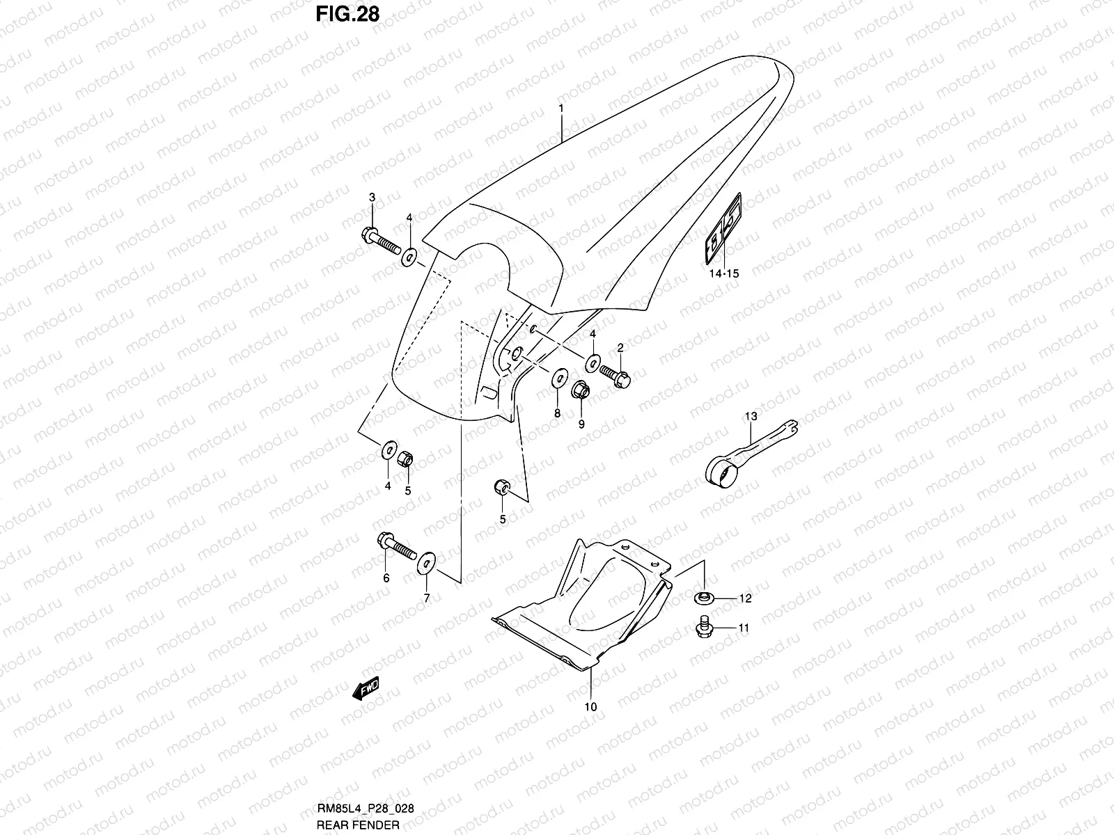 28 - REAR FENDER (RM85L4 P28)