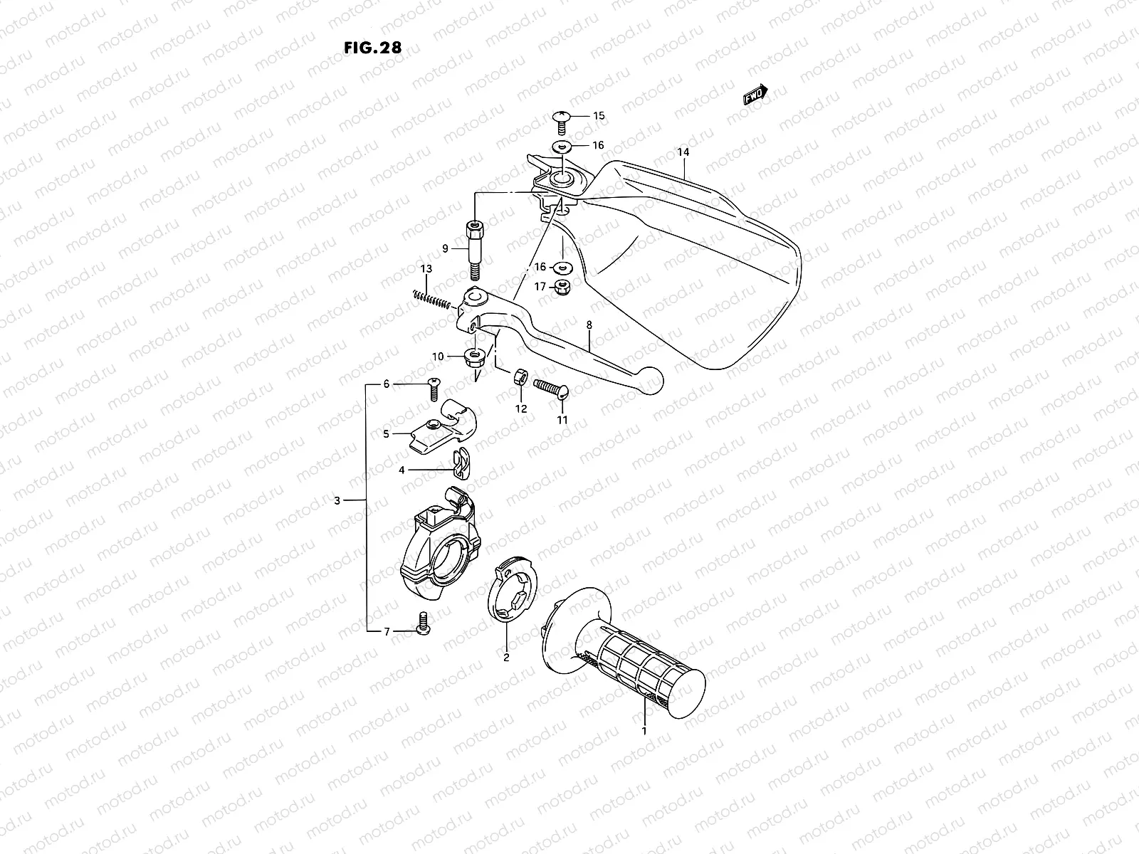 28 - RIGHT KNUCKLE COVER (MODEL K/L/M)