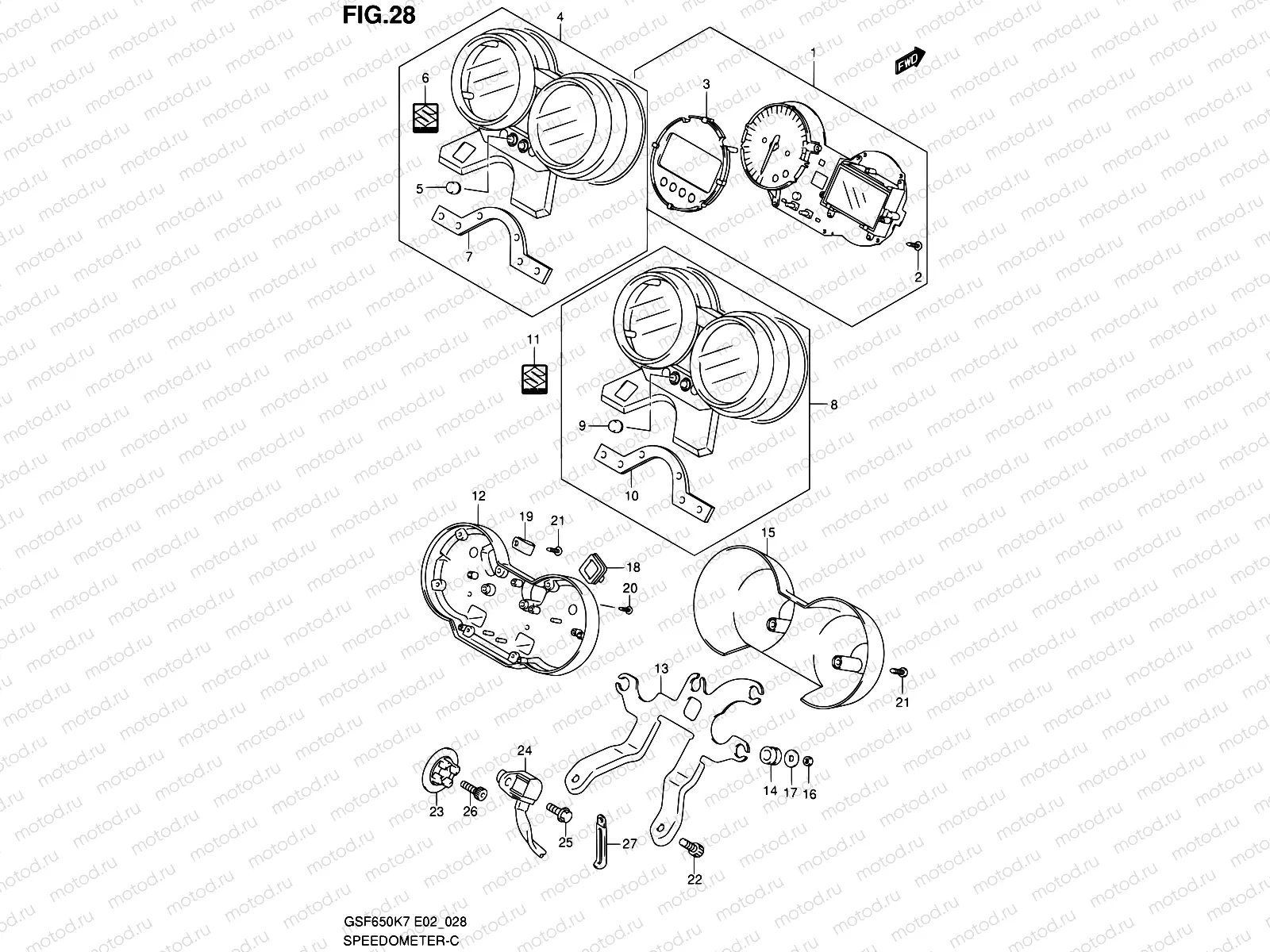 28 - SPEEDOMETER (GSF650K7/K8/UK7/UK8)