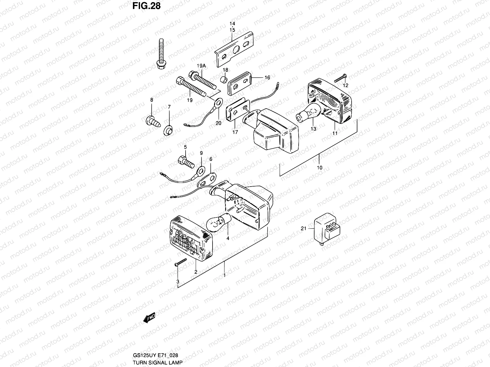 28 - TURN SIGNAL LAMP (GS125ESX E01,E71/ESY/UX/UY/SUY,GS125SUK1 P91)