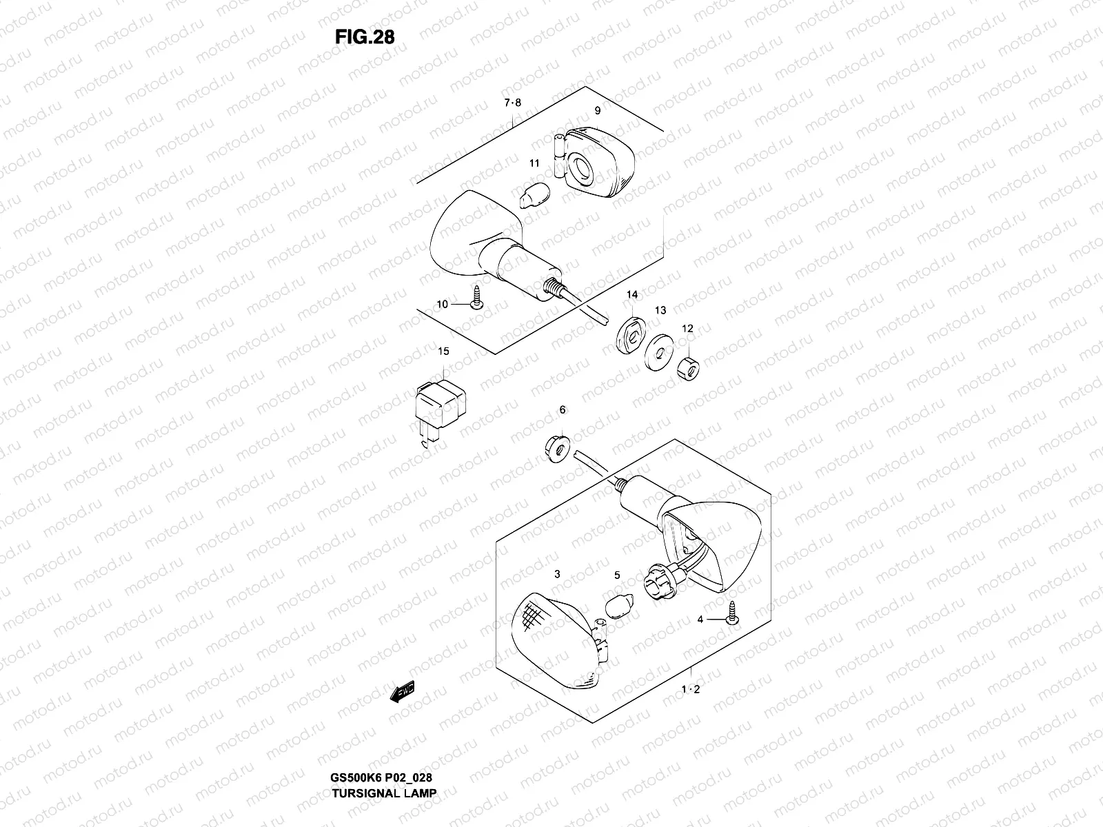 28 - TURNSIGNAL LAMP (GS500K3/UK3/HK3/HUK3 P02, P19, P54)