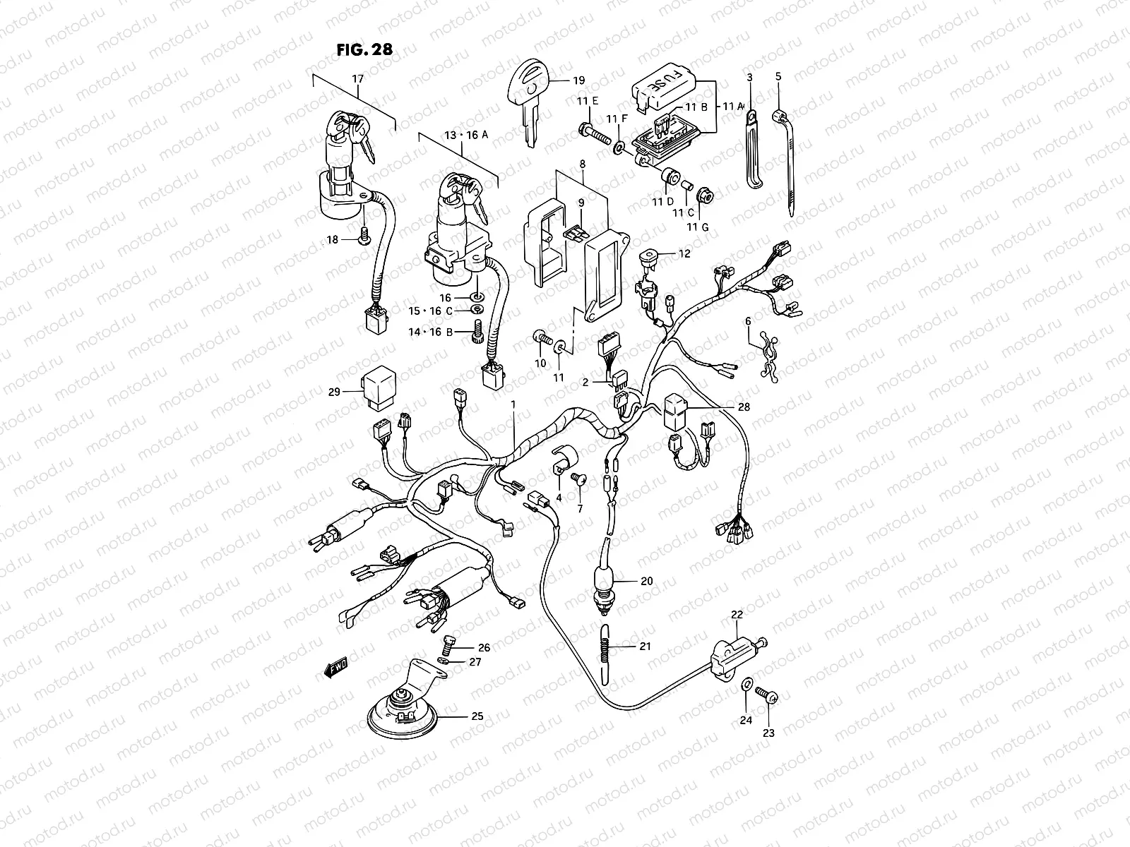 28 - WIRING HARNESS (MODEL J/K/L/M/N/P)
