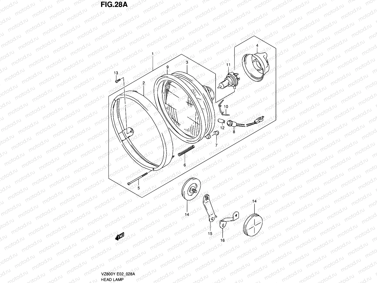 28A - HEADLAMP (MODEL V/W/X/Y E04,E17,E18,E22,E25,E34,P37)