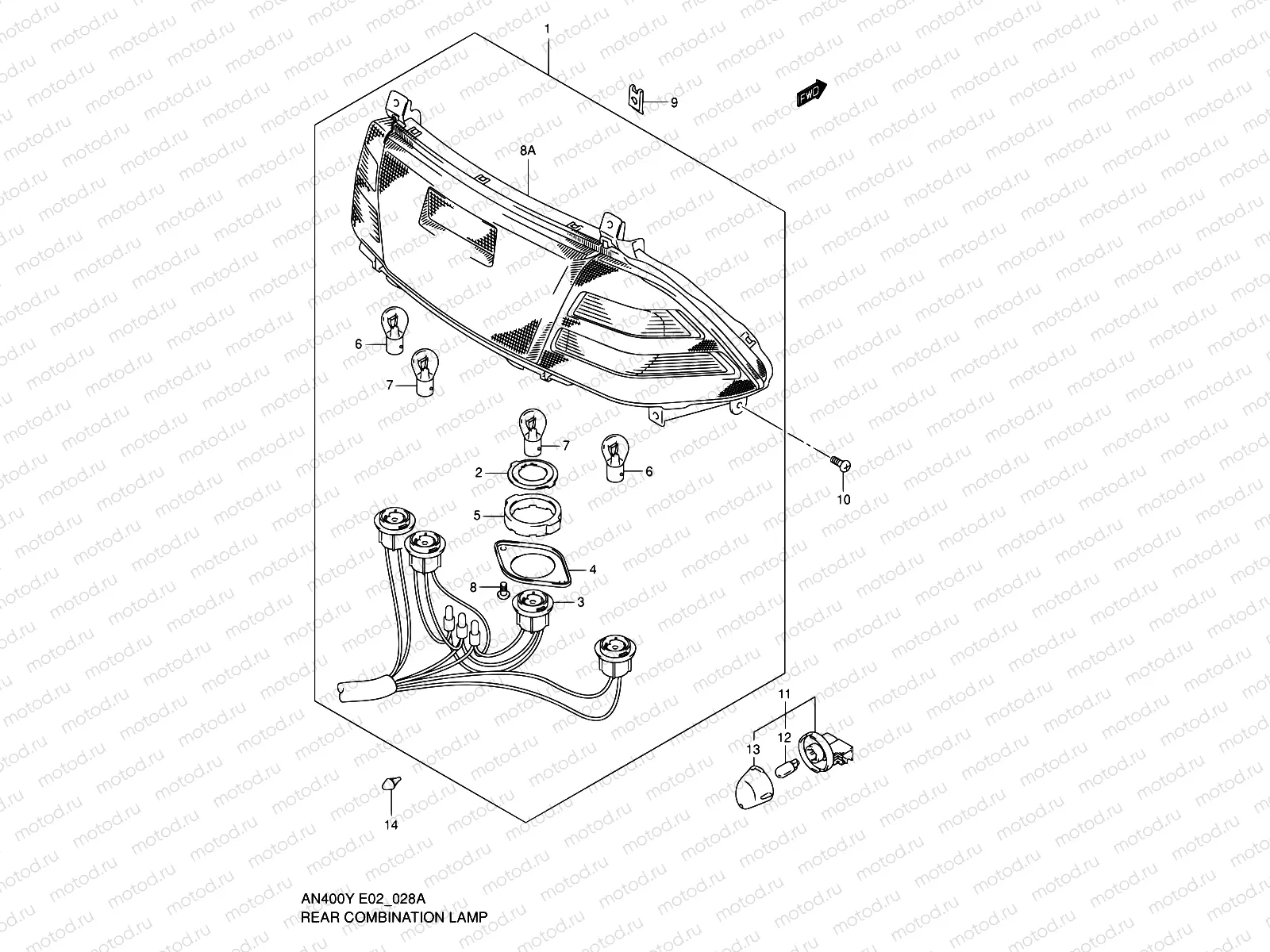28A - REAR COMBINATION LAMP (MODEL K1/K2)