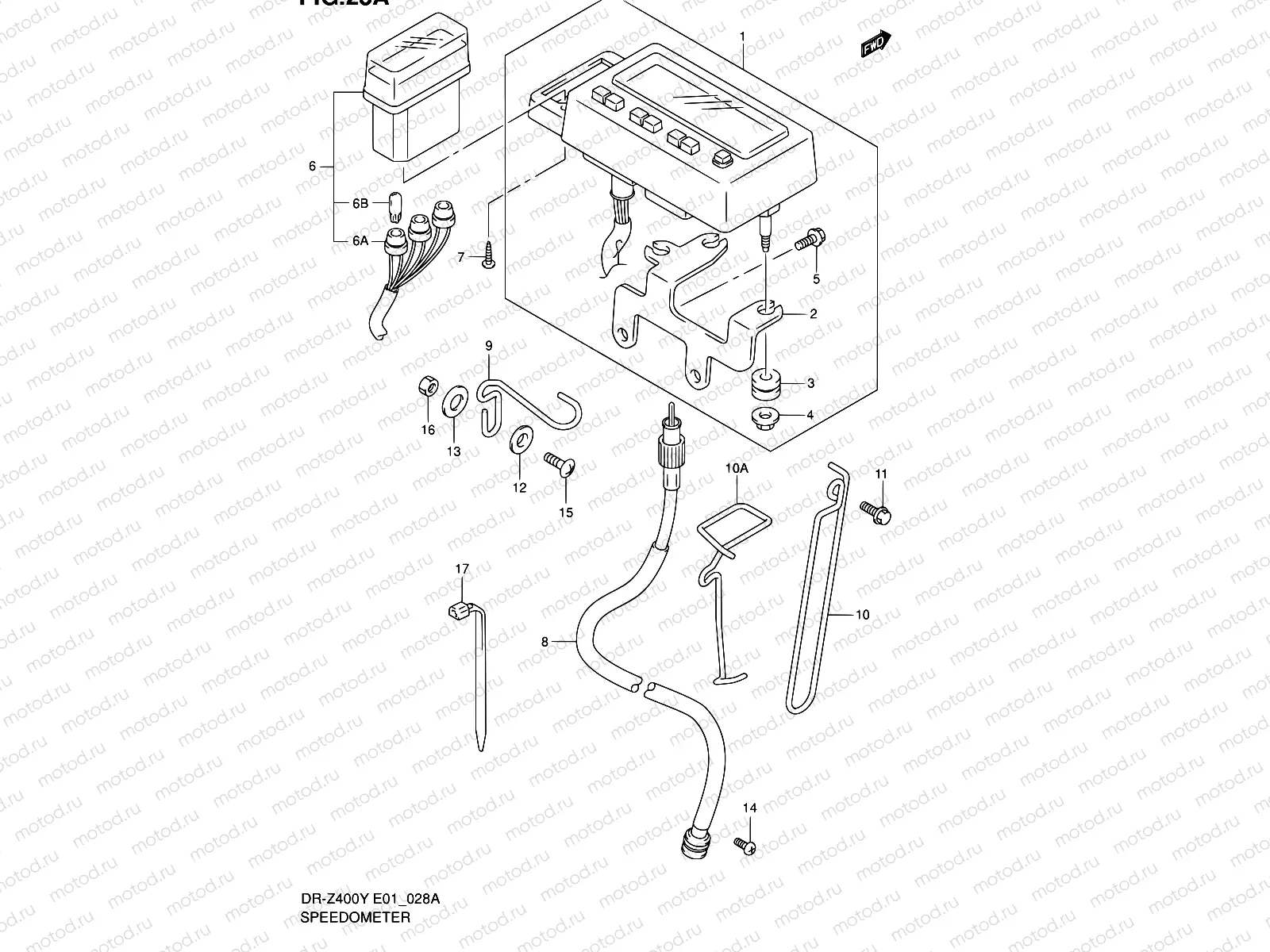 28A - SPEEDOMETER (DR-Z400EY/EK1/EK2/EK3/EK4 E24)