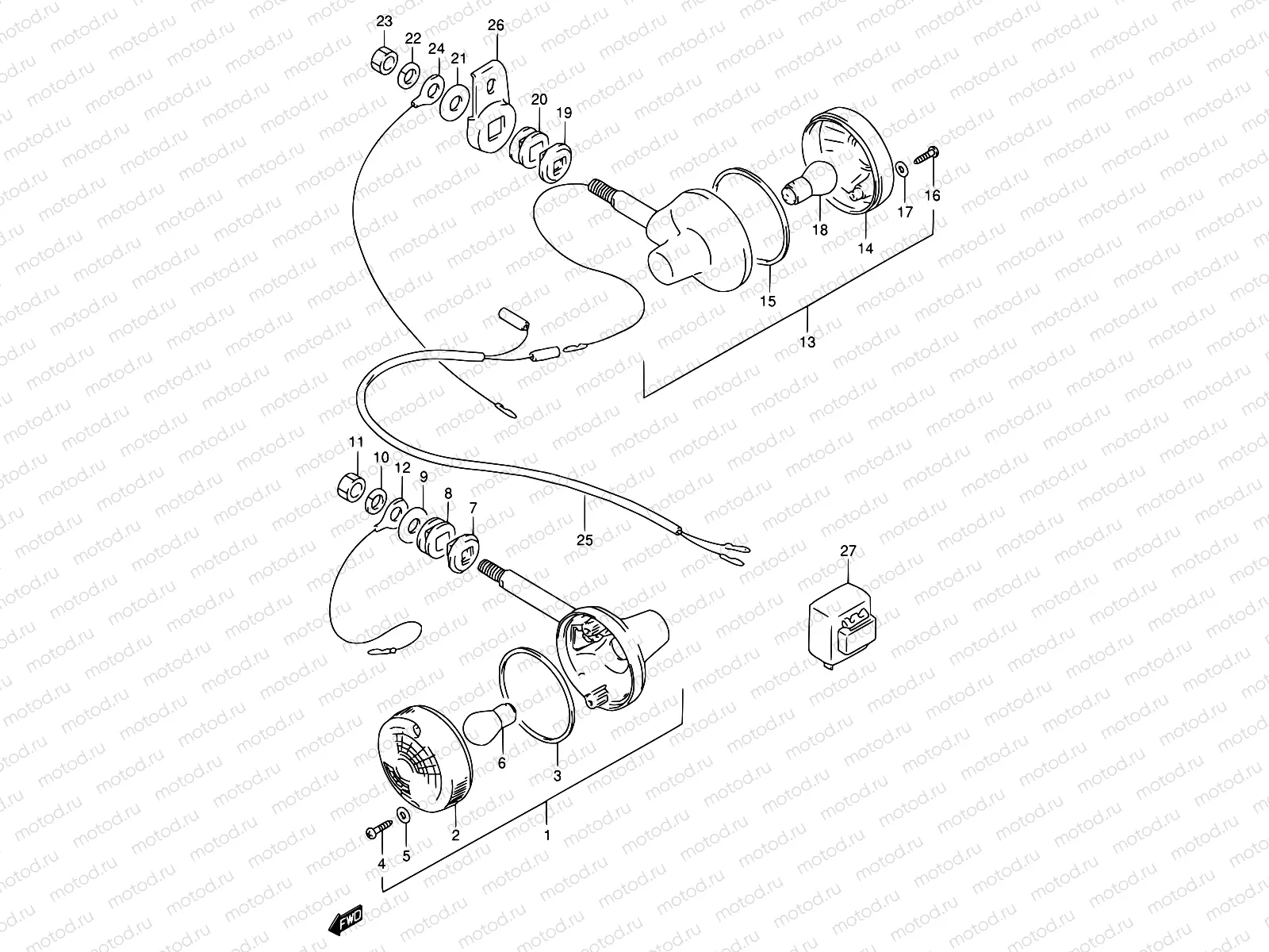 28A - TURN SIGNAL LAMP (MODEL M E02,E04,E21,E34)