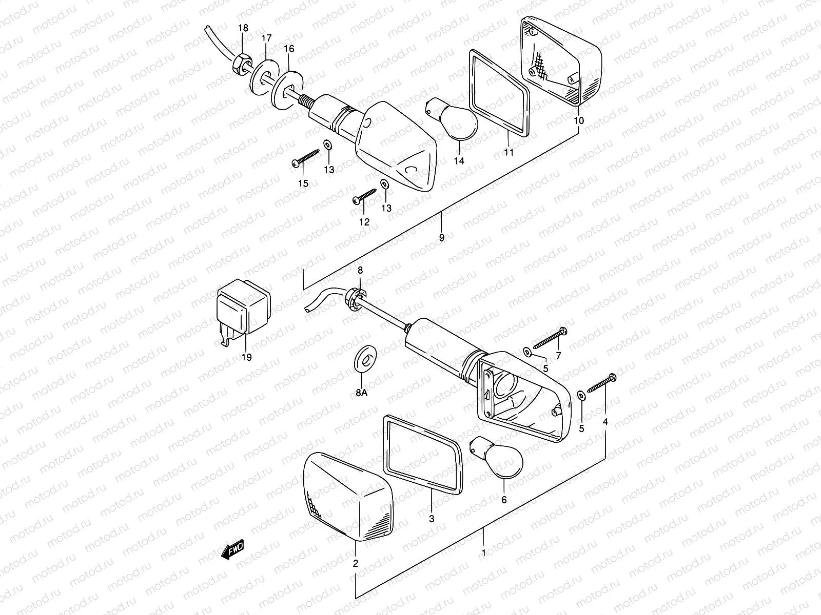 28A - TURN SIGNAL LAMP (MODEL T/V/W/X)
