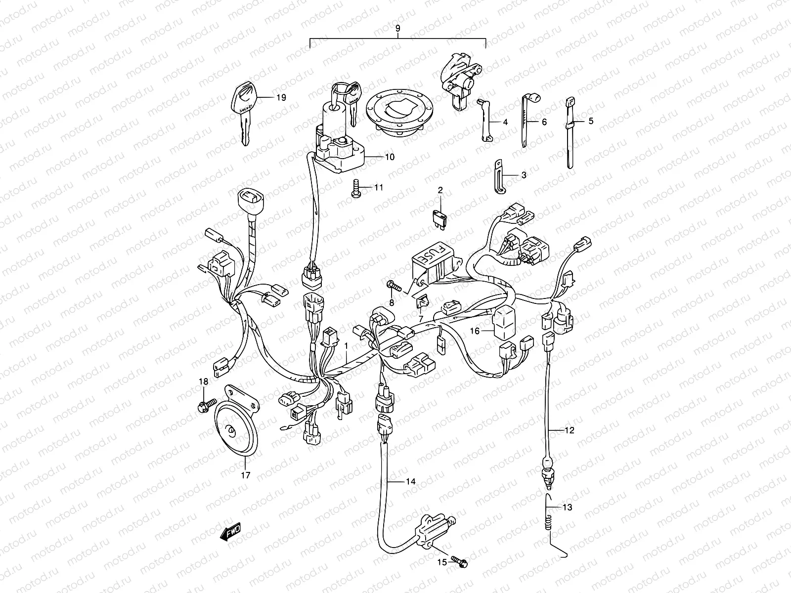 28A - WIRING HARNESS (MODEL Y/K1)
