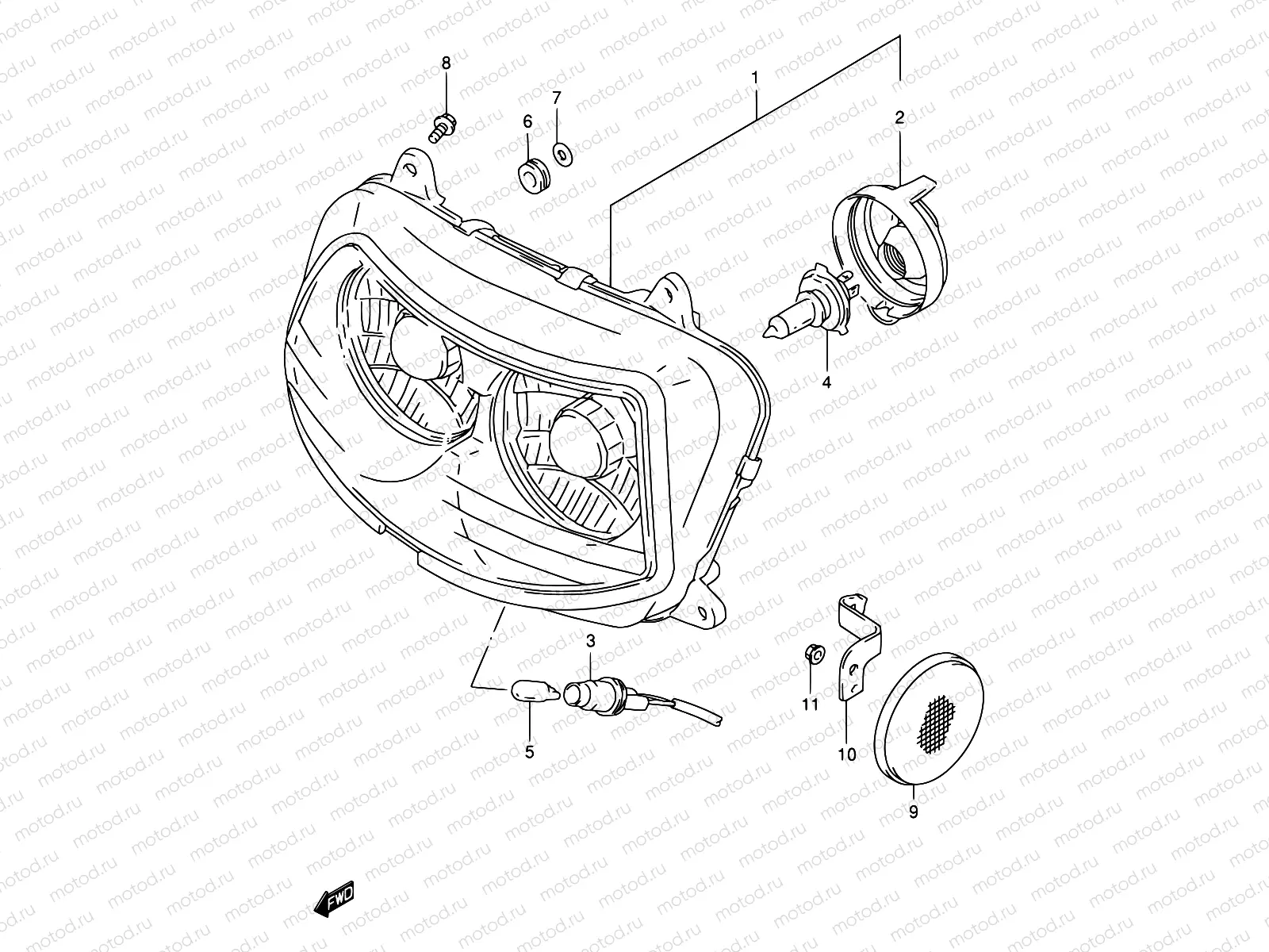 28B - HEADLAMP (MODEL T/V/W)