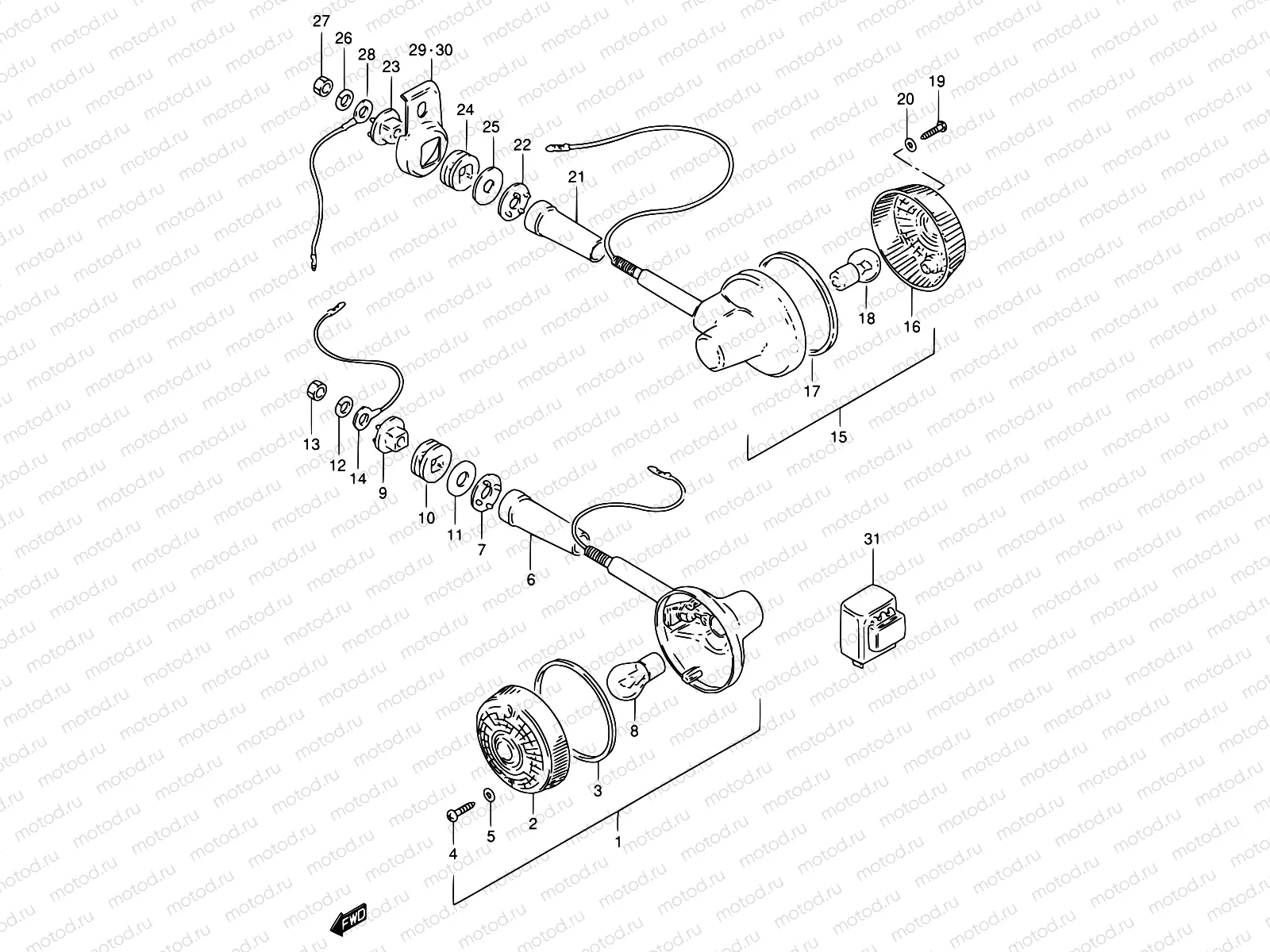 28C - TURN SIGNAL LAMP (MODEL N/R E30)