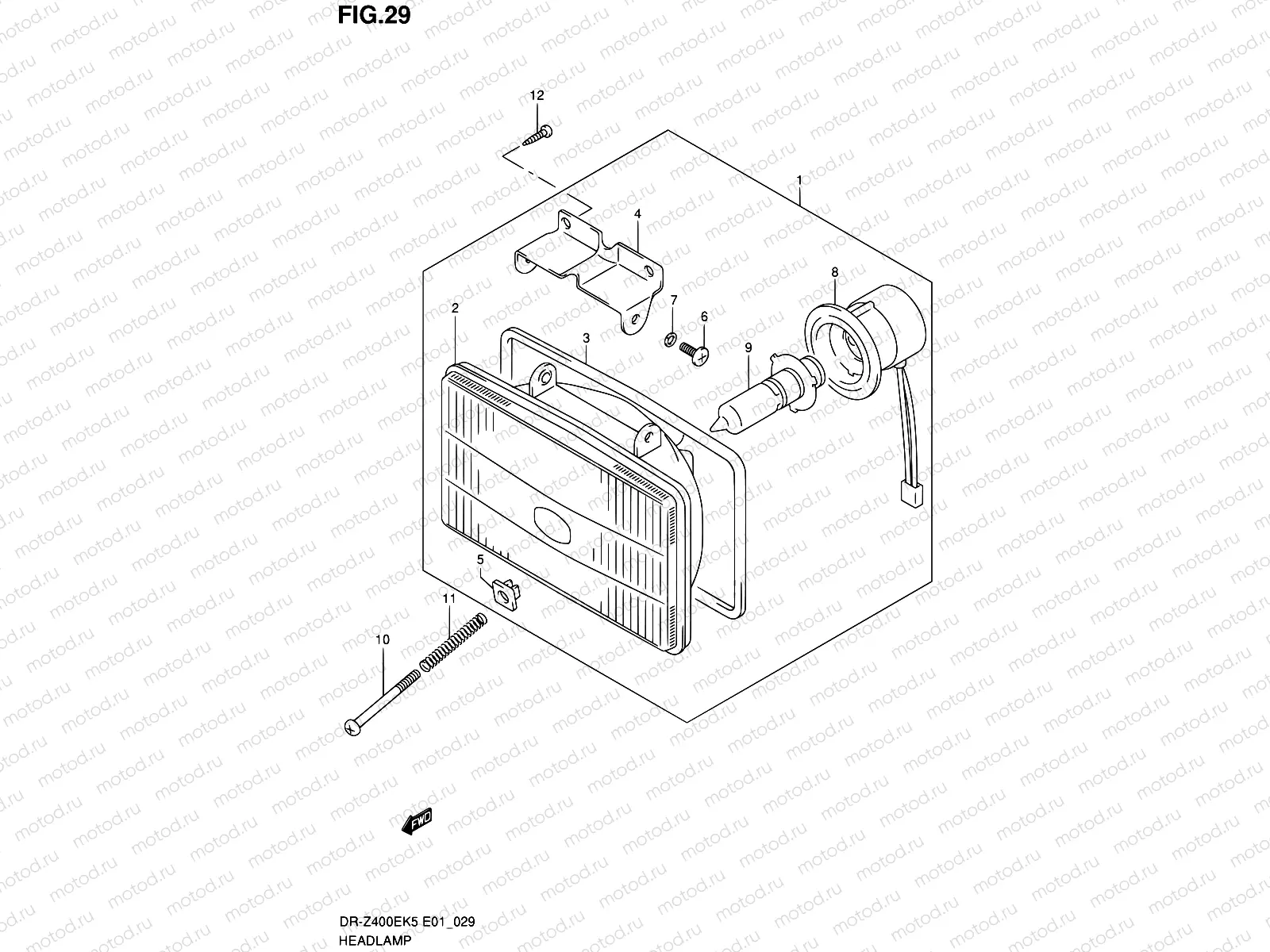 29 - HEADLAMP (DR-Z400EK5/K6/K7 E01,P37)