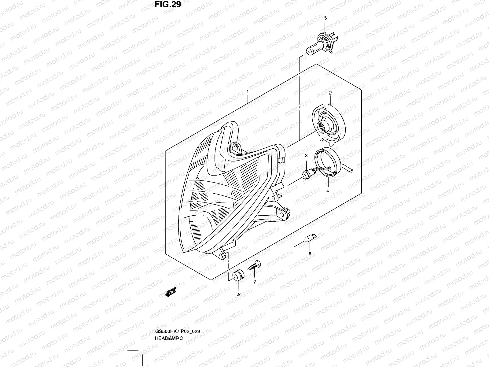 29 - HEADLAMP (GS500FH P02, P19, P54, GS500FM P19)