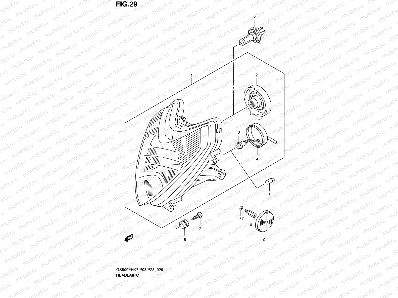 29 - HEADLAMP (GS500FH P03, P28, P33, P95)