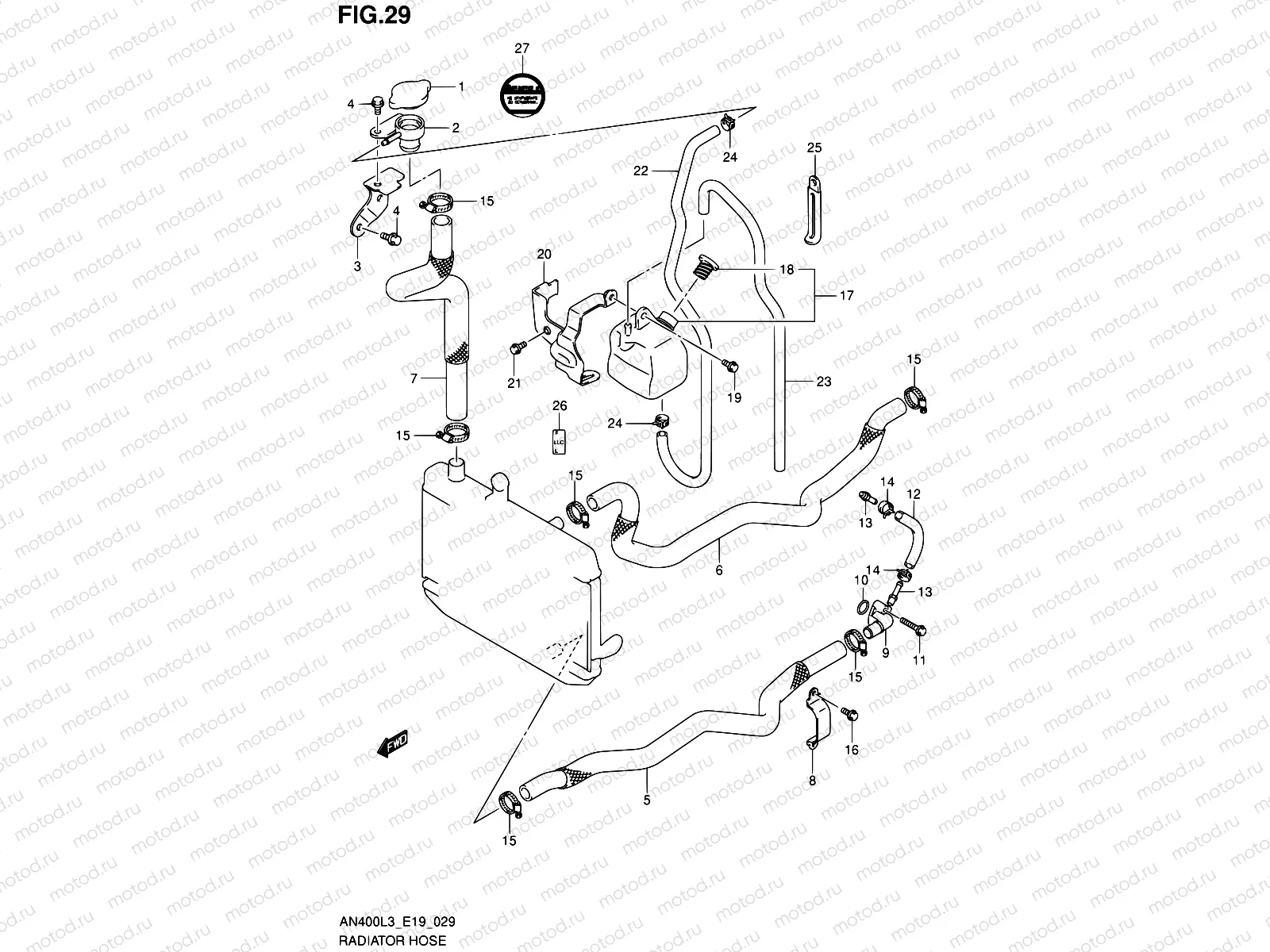 29 - RADIATOR HOSE (AN400ZAL3 E19)
