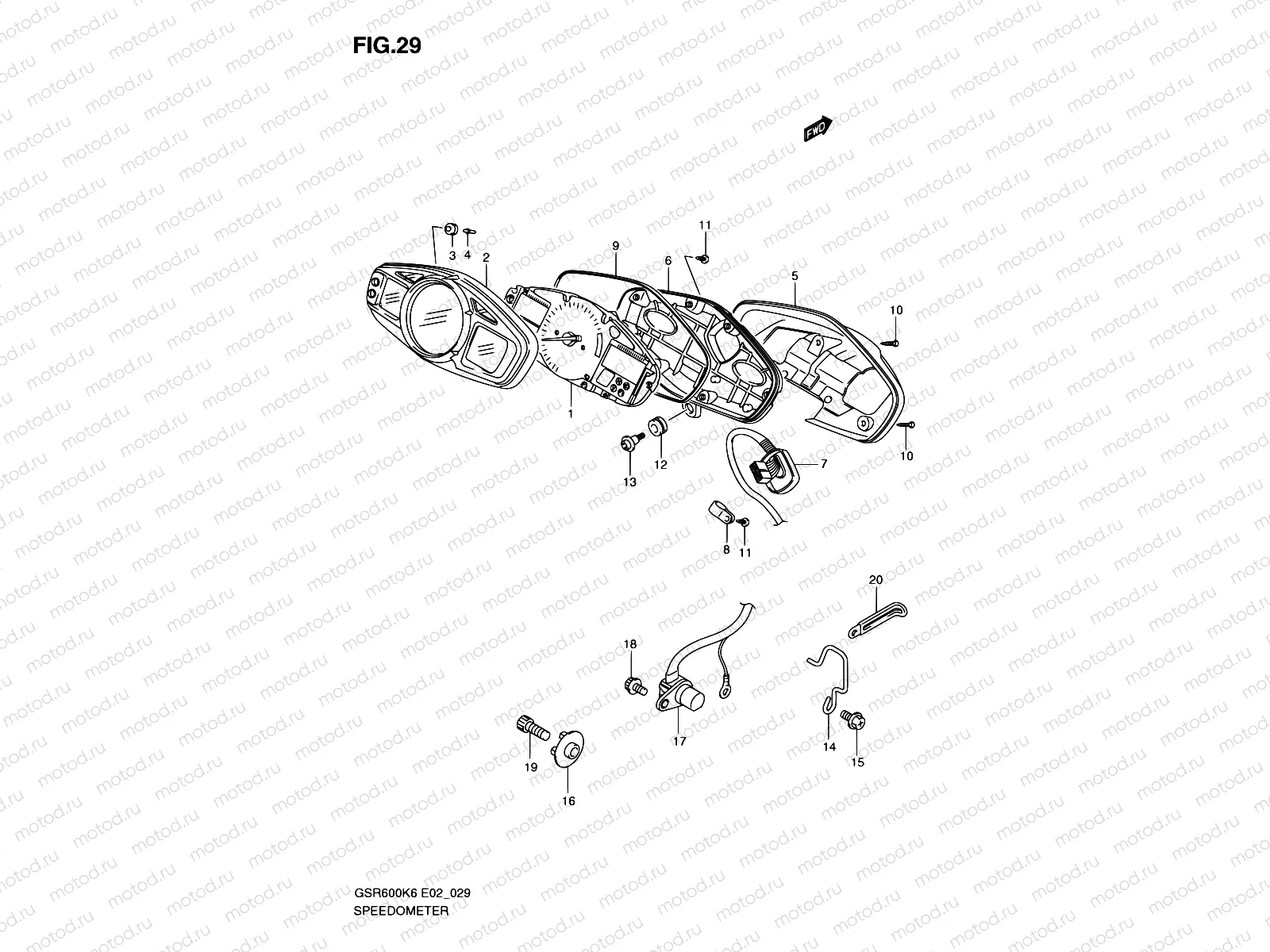 29 - SPEEDOMETER (GSR600K6/K7/K8,GSR600UK6/UK7/UK8)