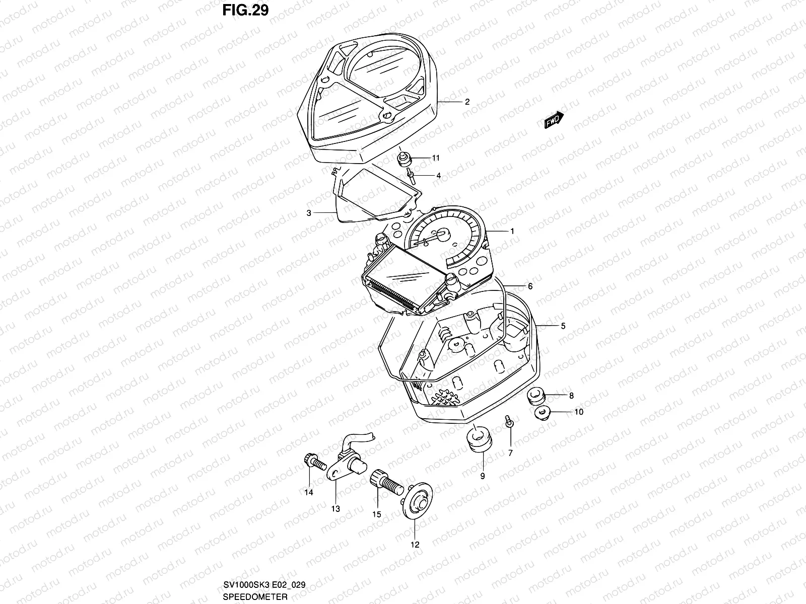 29 - SPEEDOMETER (SV1000SK3/SK4/S1K3/S1K4/S2K3/S2K4)