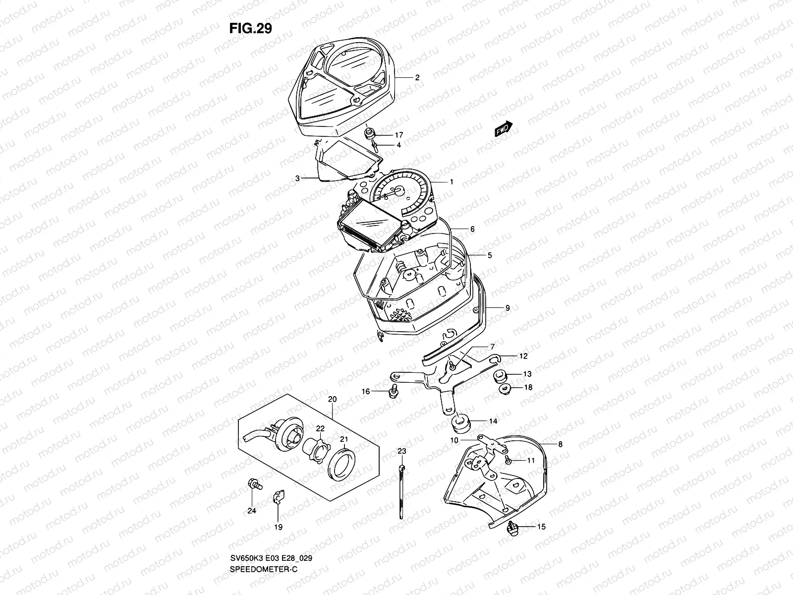 29 - SPEEDOMETER (SV650K3/K4)