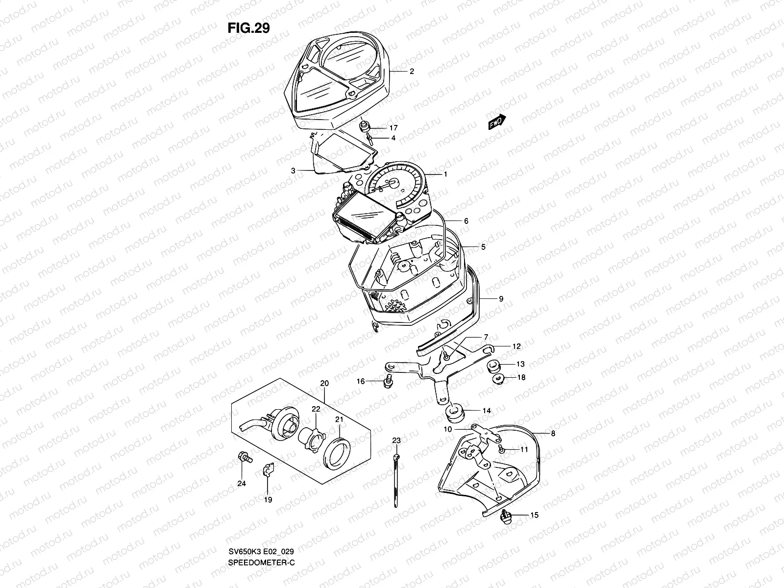 29 - SPEEDOMETER (SV650K3/K4/UK3/UK4)